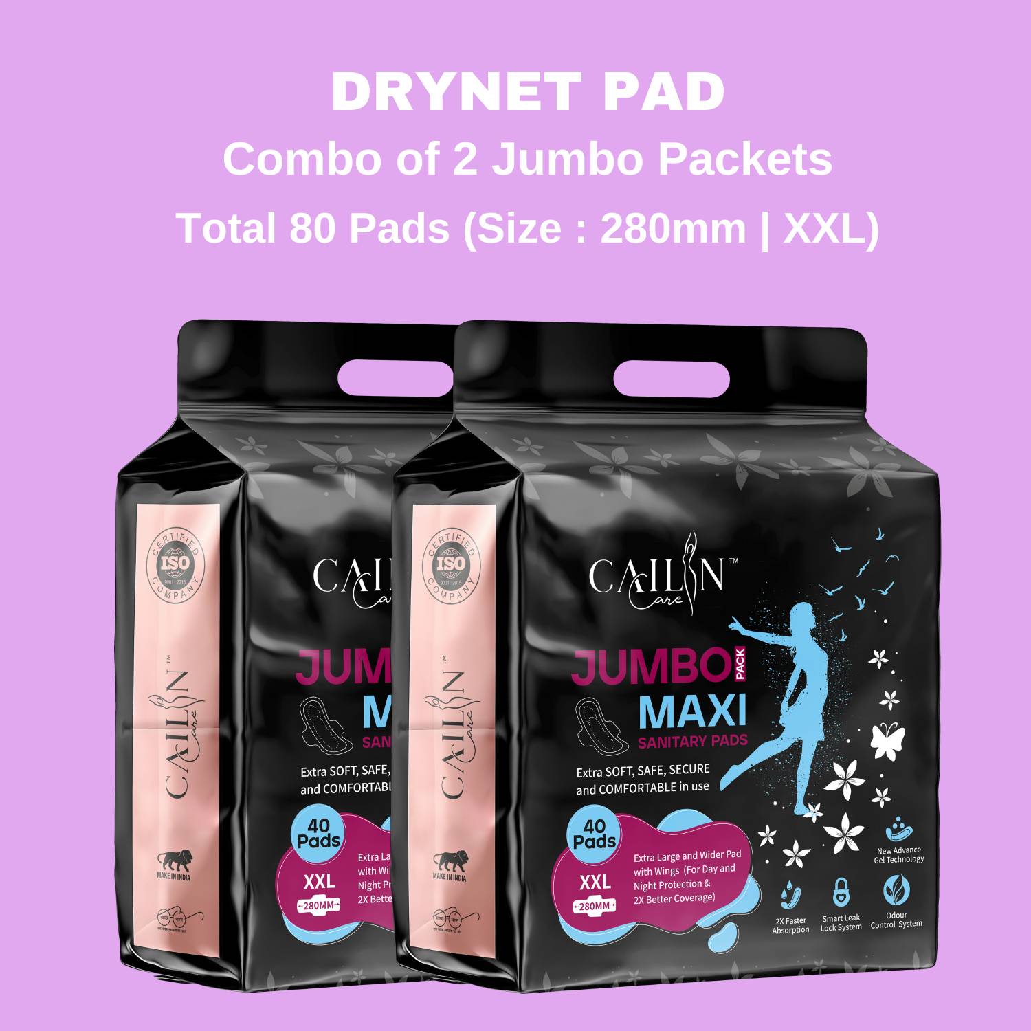 Cailin Care Extra Large & Wider Maxi Sanitary Pads for Heavy Flow (Size - XXL|280mm) Sanitary Pad