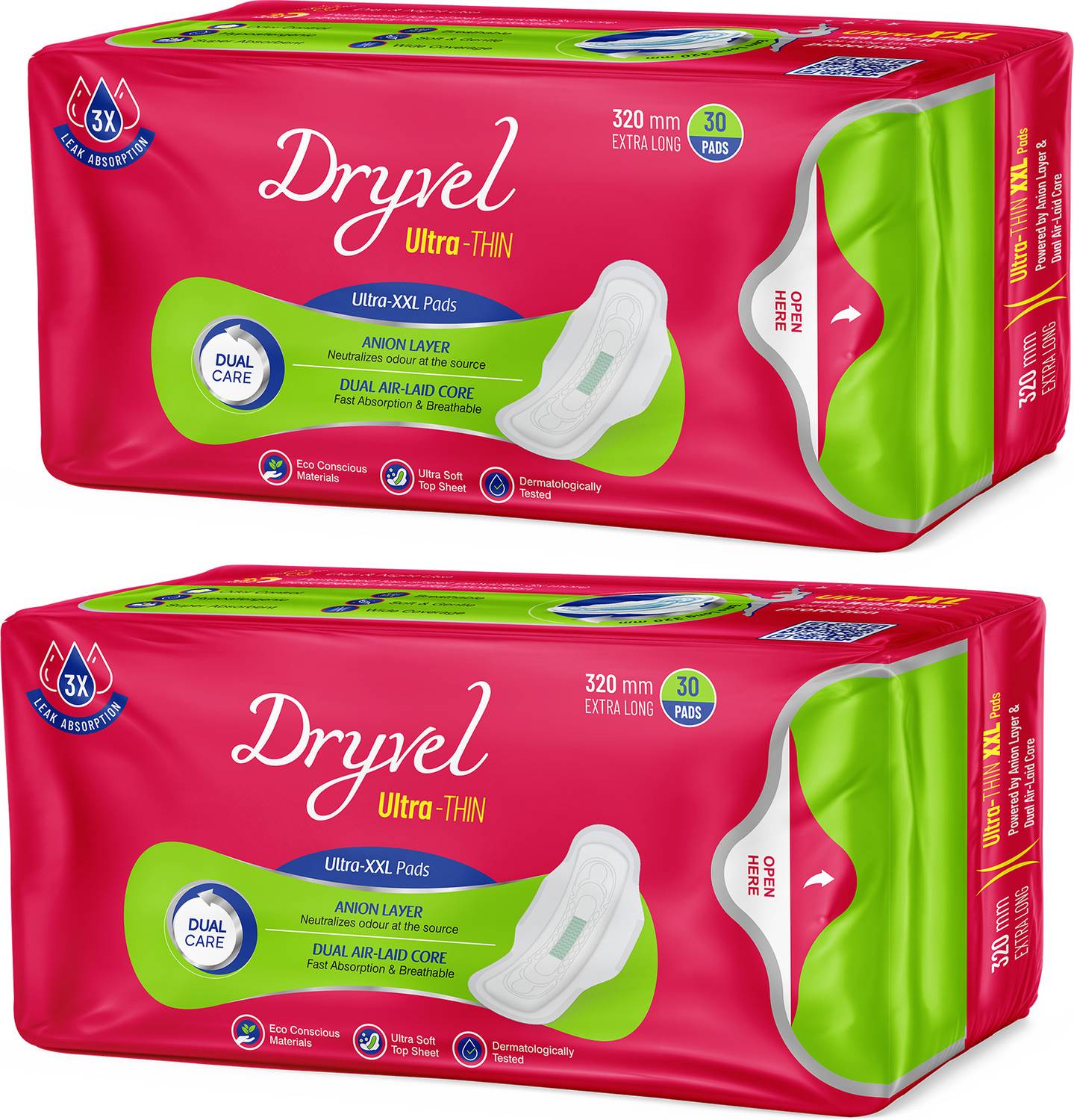Dryvel Ultra XXL For Women | 320mm Extra Long | 3X Absorbent | 60 Pads | Sanitary Pad