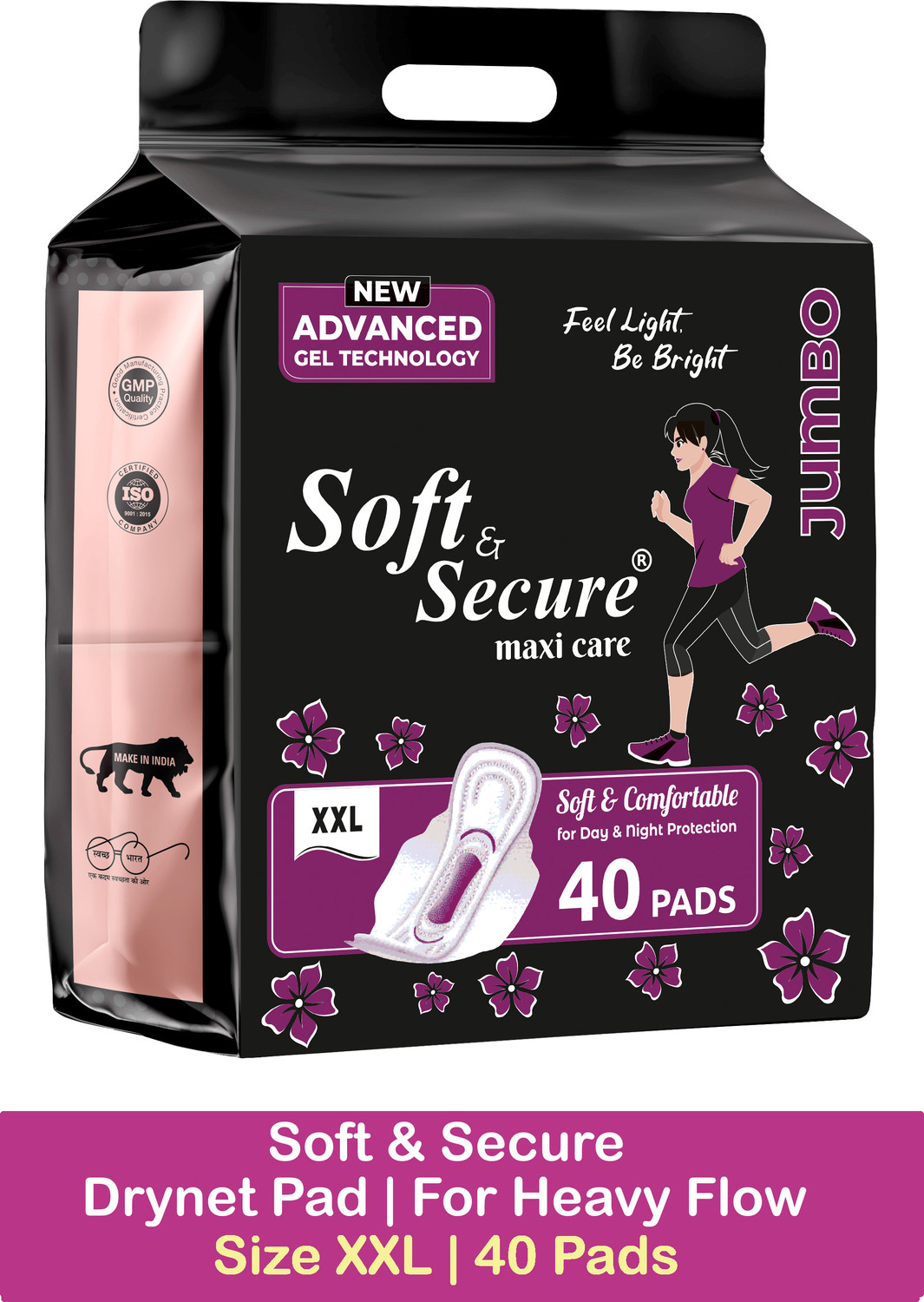 Image of soft & secure Period Care Drynet Pad For Heavy Flow Size XXL Jumbo Pack Of 1 (40 Pads) Sanitary Pad