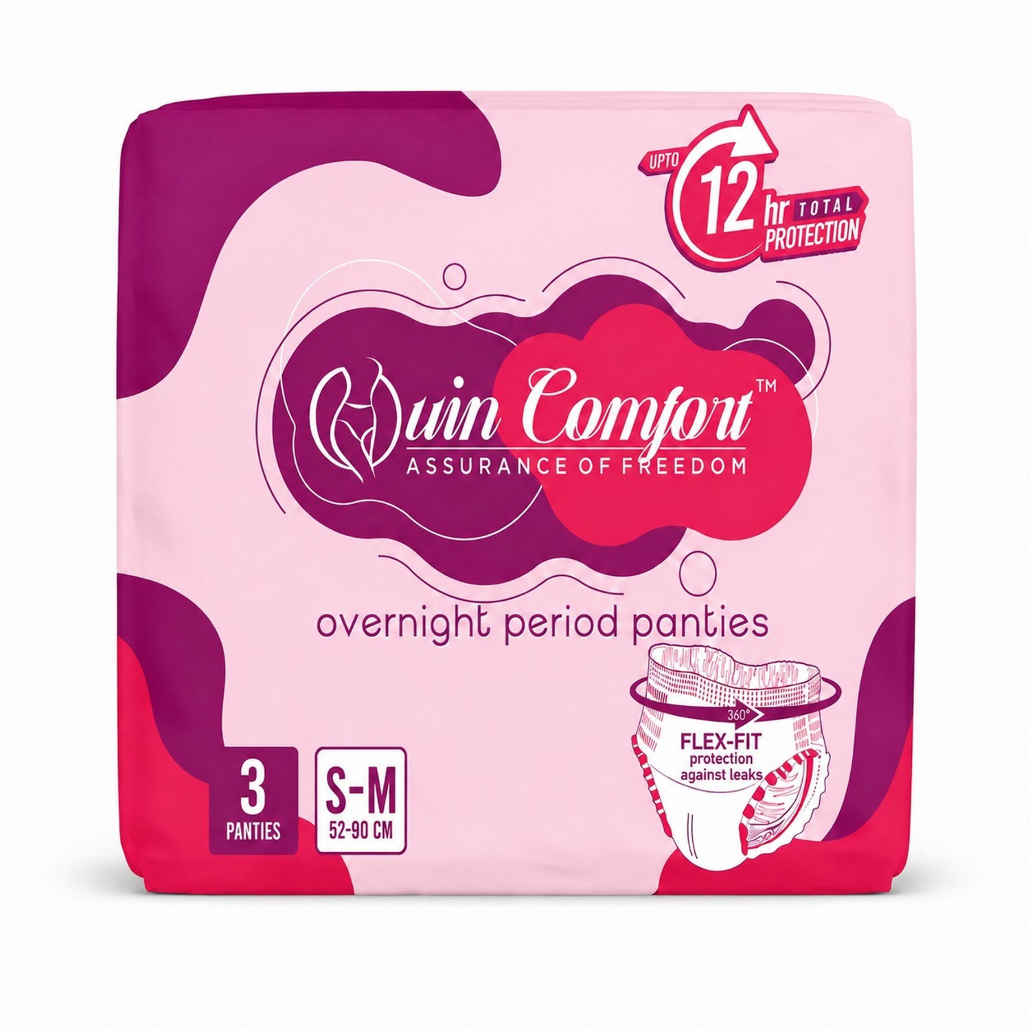 Image of Quin Comfort Period Panty For Girls & Women,(SM),3Pcs,12Hrs Protection,Pack of 3 Panty Sanitary Pad