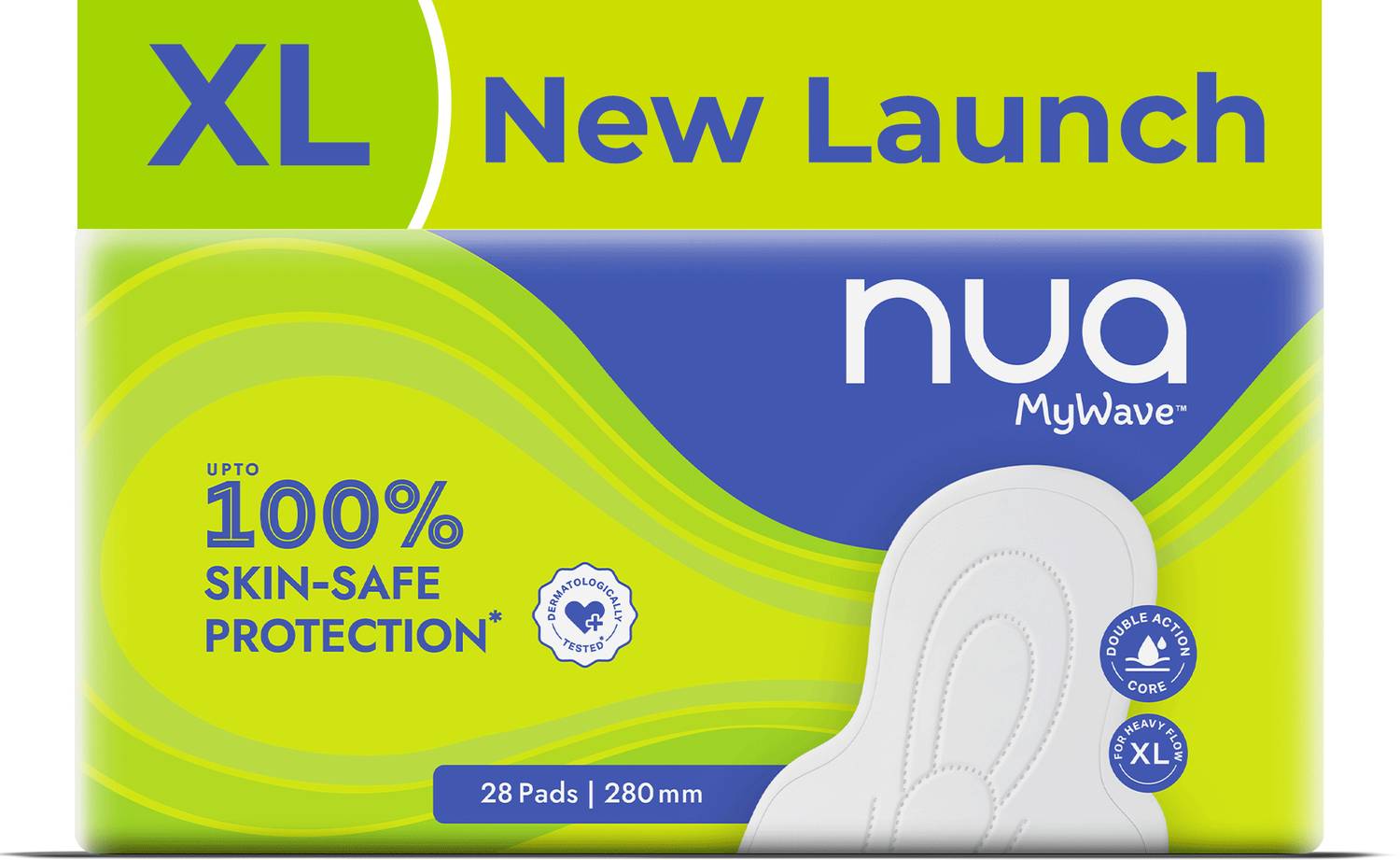Nua Mywave Sanitary Pads | Long-Lasting Leak Protection | XL | For Heavy Flow| Sanitary Pad