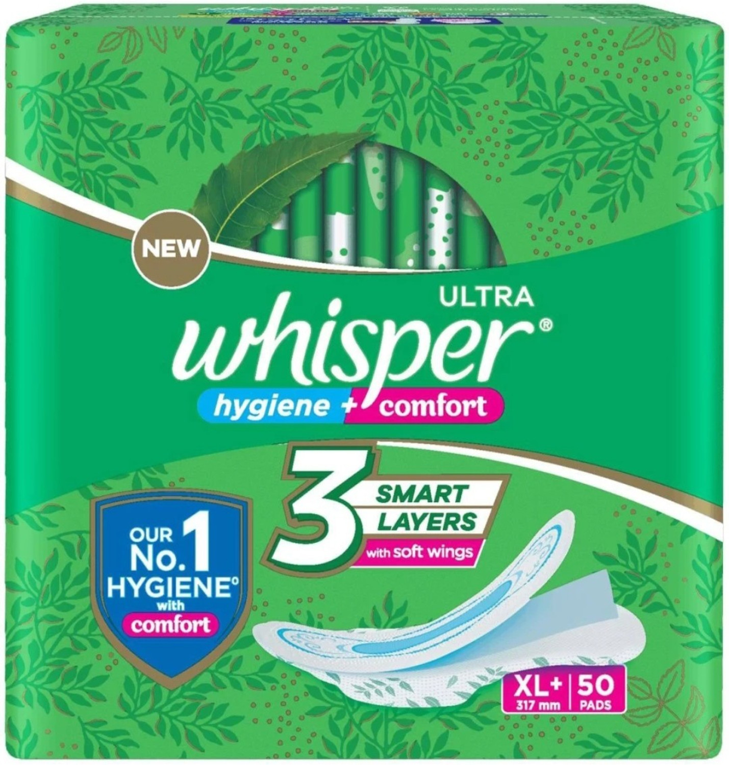 Image of Whisper Ultra hygiene + comfort 3Smart layears XL PLUS - 50 Pads Sanitary Pad