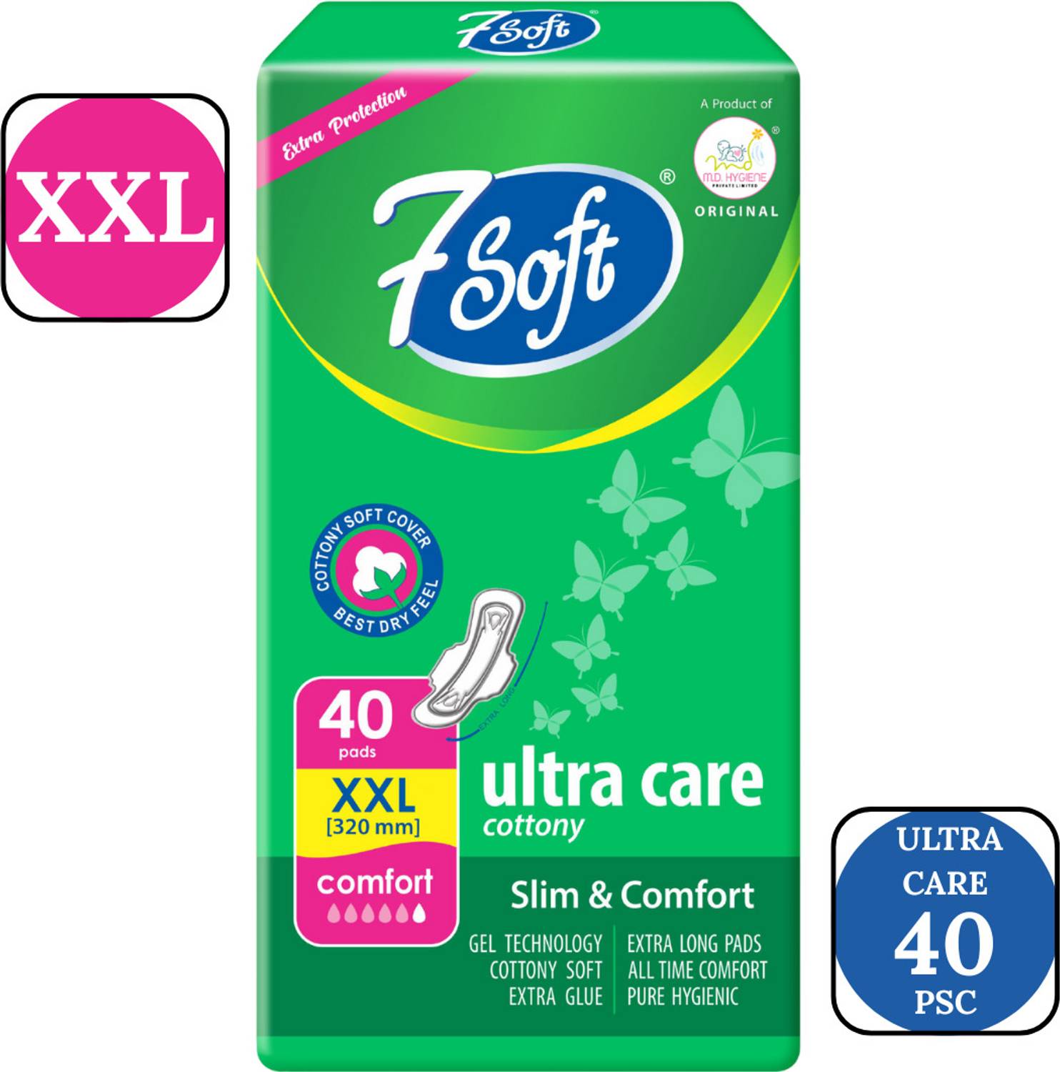 7soft Ultra Care XXL Cottony Sanitary Pads 320mm | Slim & Comfort | Extra Absorbent Sanitary Pad
