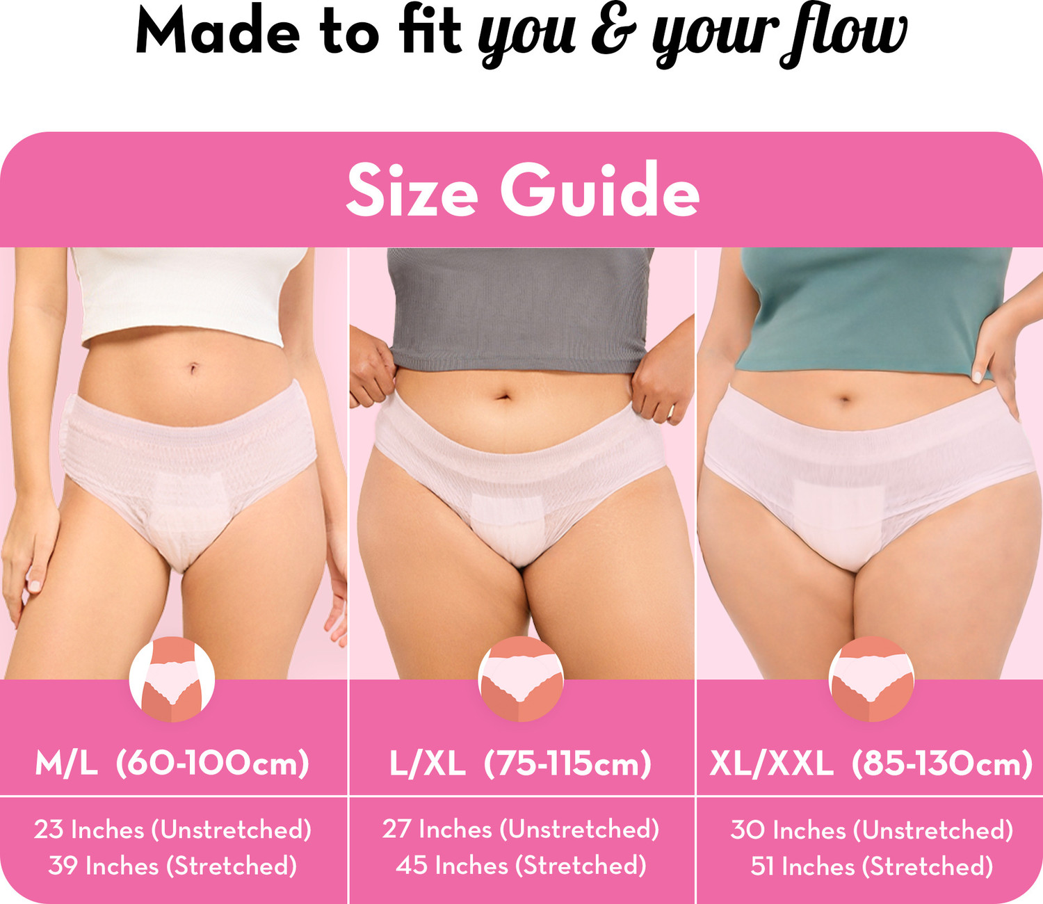 Image of PLUSH Comfort High Waist Disposable Period Panty, Rash Free L /XL Size (75-115 cm) Sanitary Pad