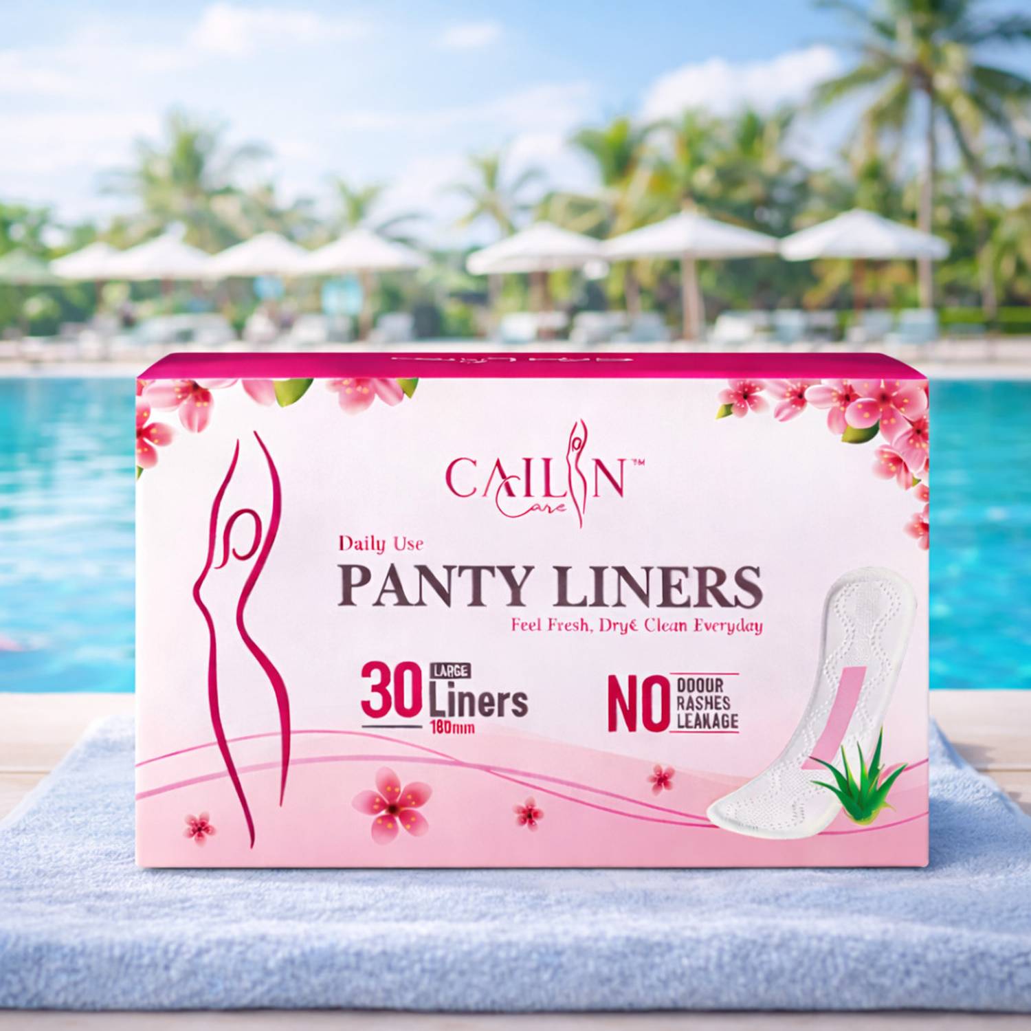Cailin Care Soft and Comfortable Cotton Ultra Thin Daily Use (180mm|Large) Tryfold Pantyliner