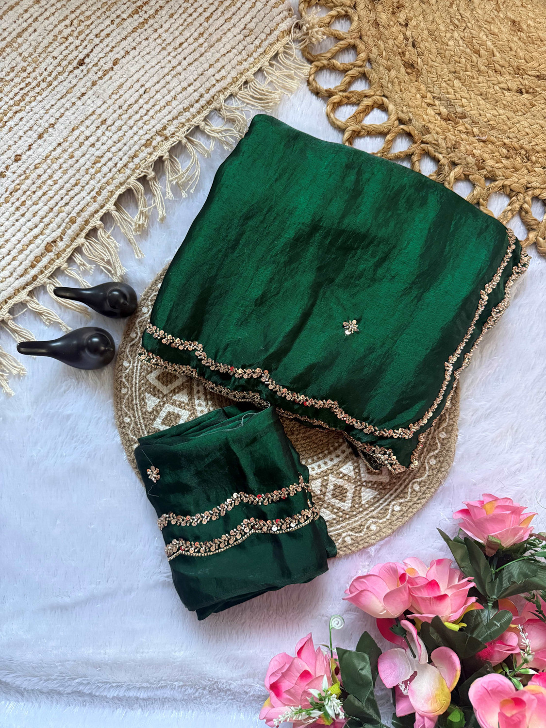 Image of sadika Embellished, Embroidered Bollywood Satin, Pure Silk Saree