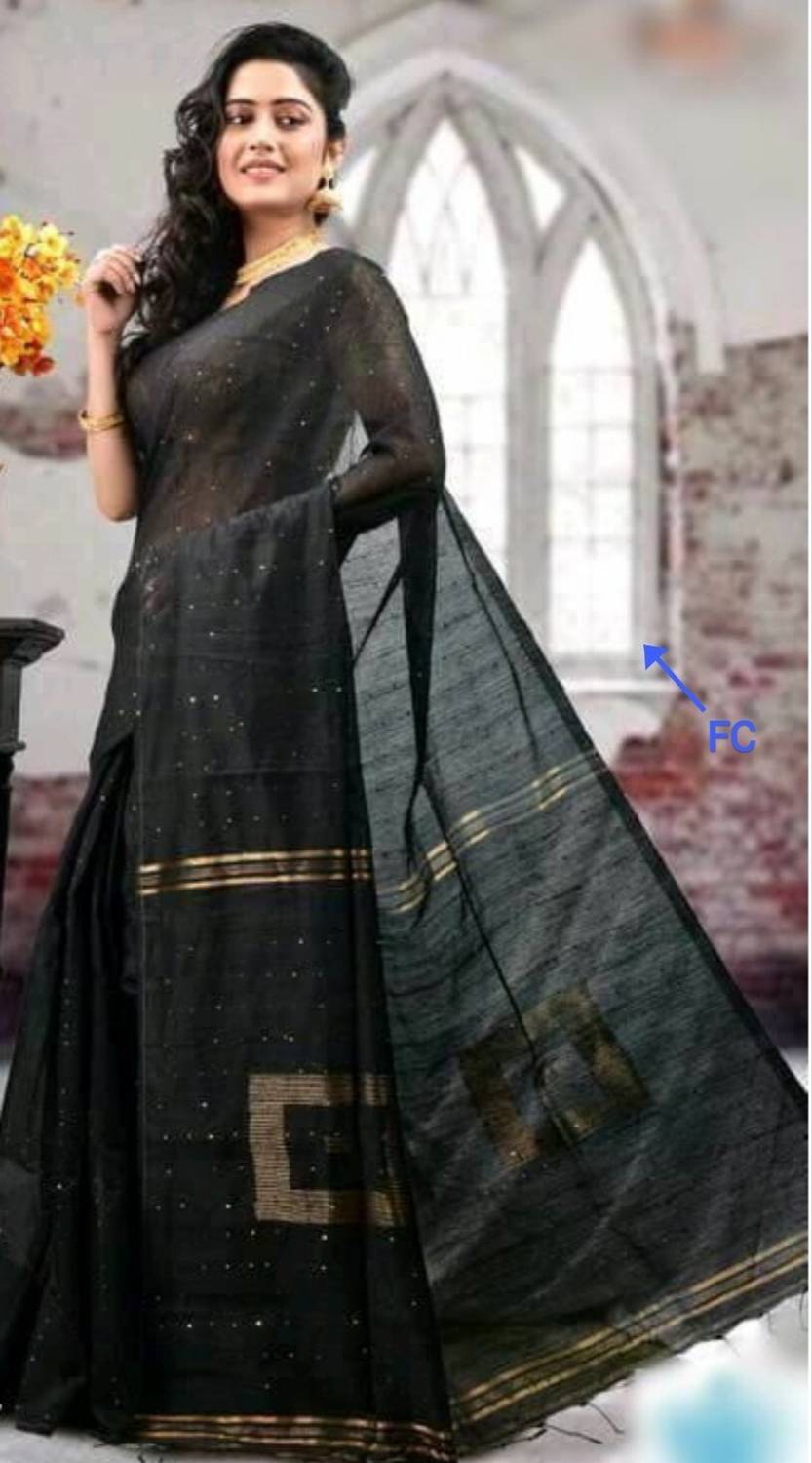 womensari Self Design Handloom Cotton Silk Saree