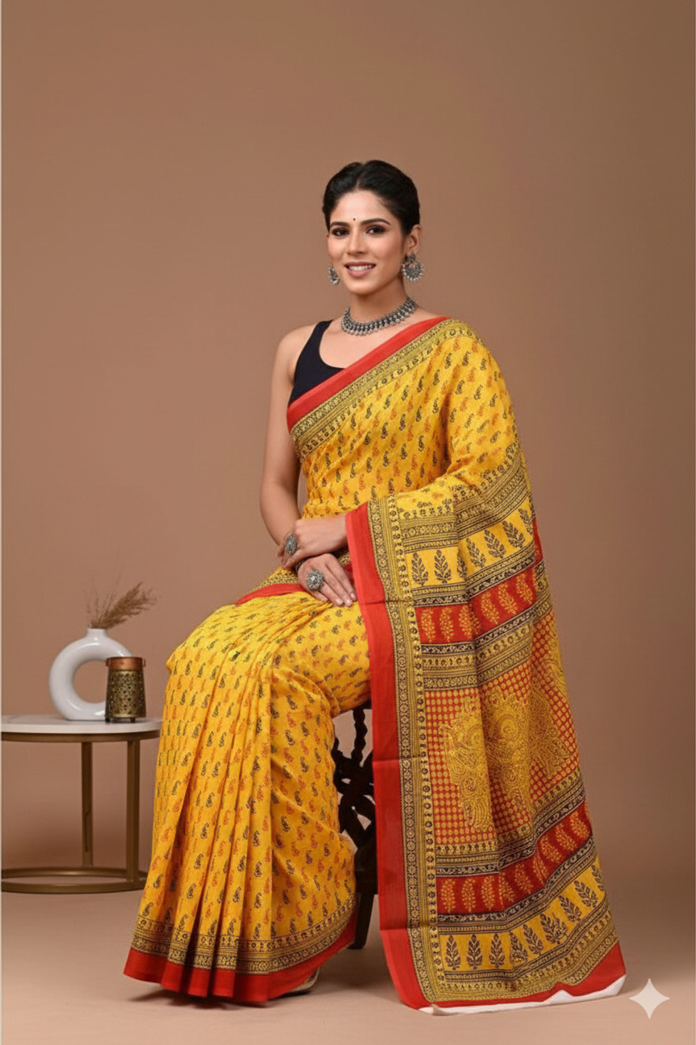 Image of LOVWEAR Printed Ikkat Pure Cotton Saree