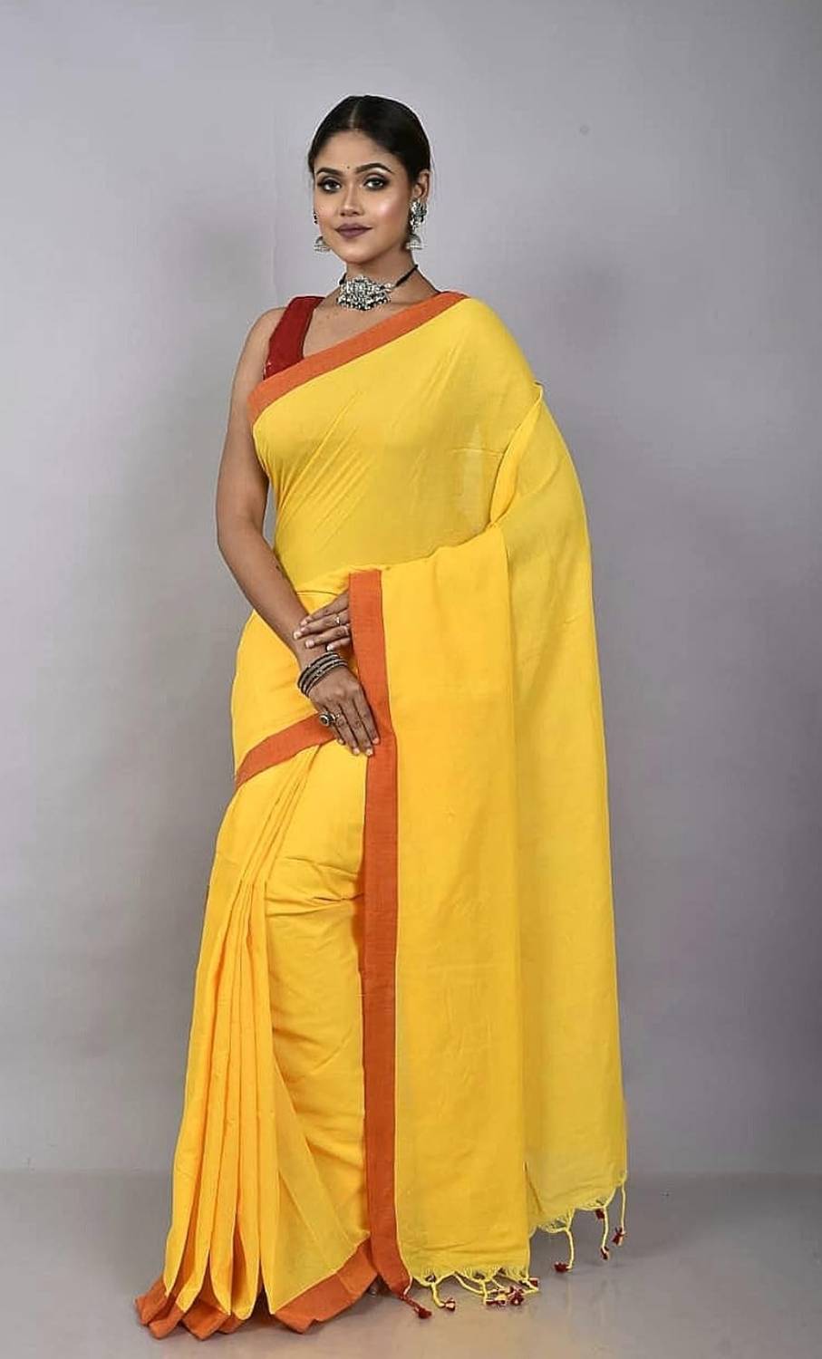 Bhadra Solid/Plain Handloom Handloom Pure Cotton Saree