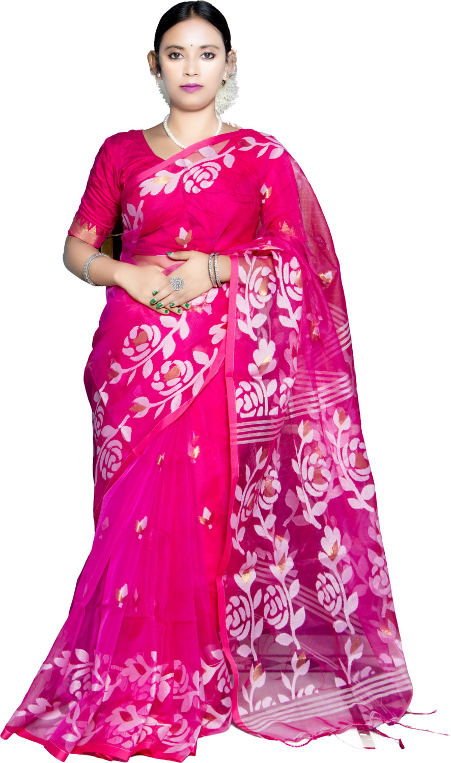 Image of Sandhya Saree Creations Woven Handloom Muslin Saree