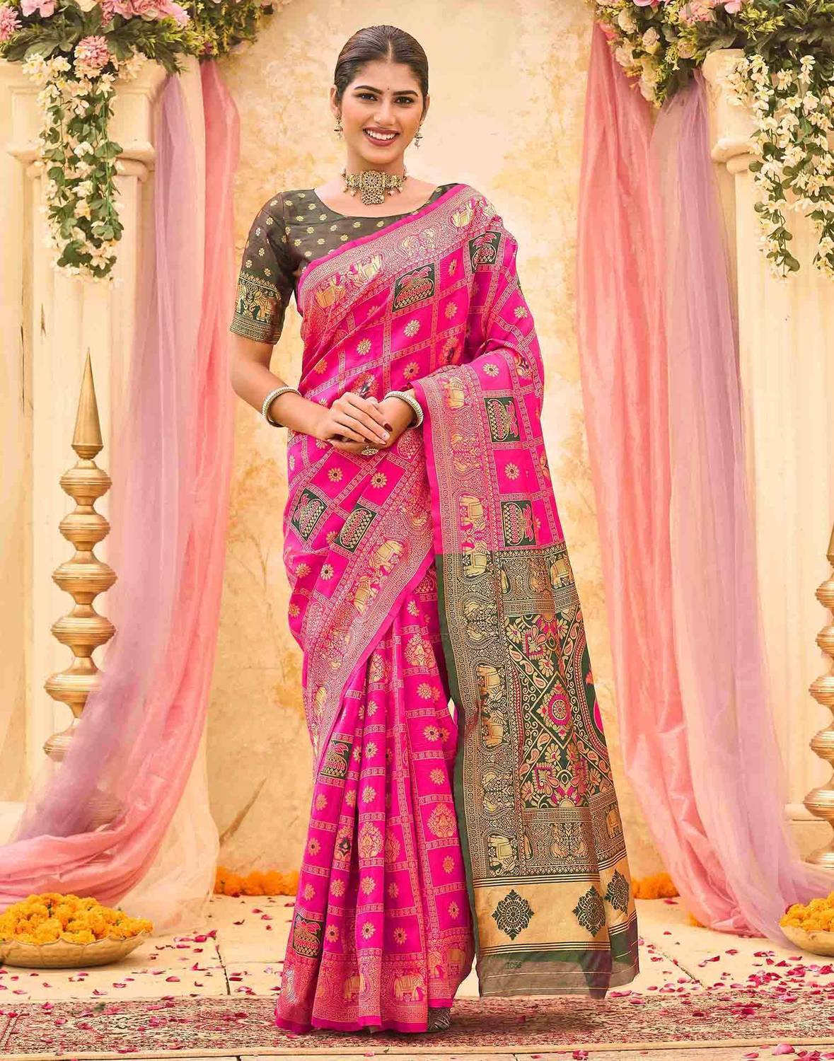 RIDSID CREATION Woven Banarasi Art Silk, Cotton Silk Saree