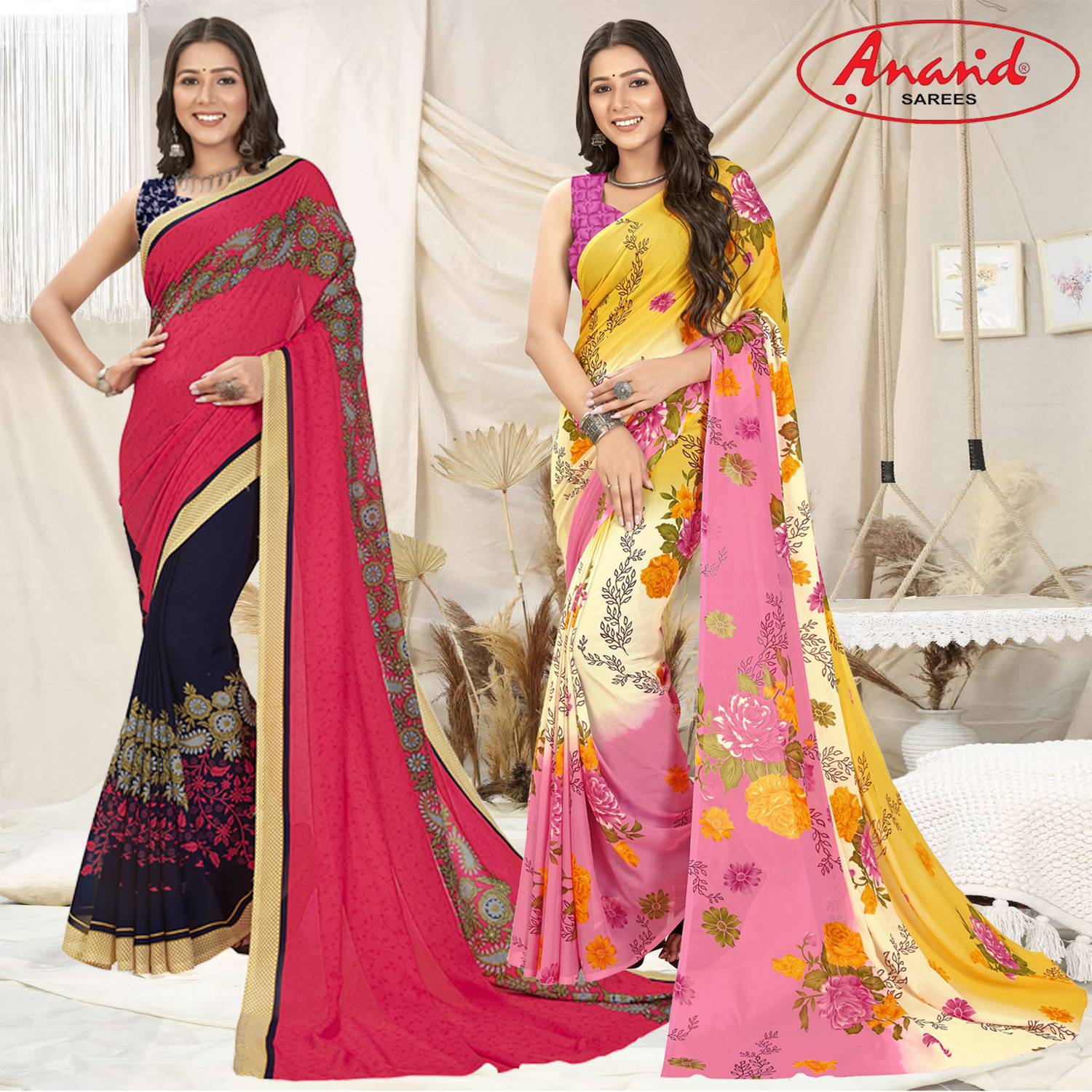 Anand Sarees Paisley, Floral Print Daily Wear Georgette Saree