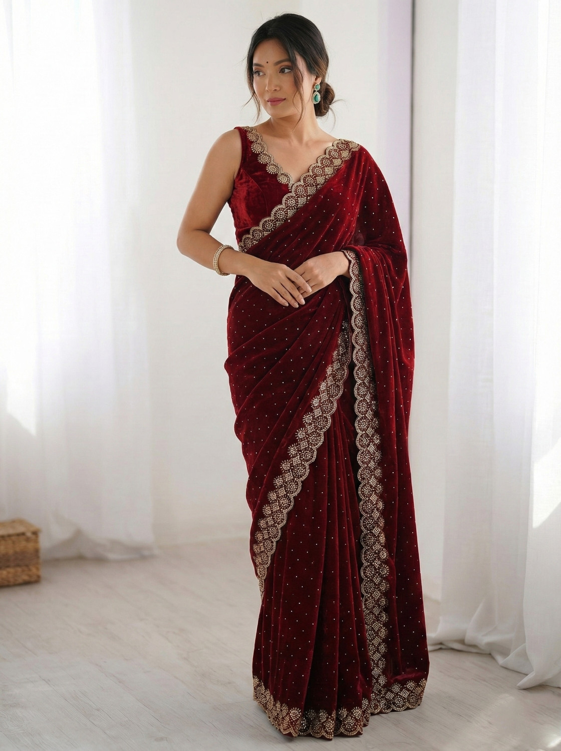 Image of Tasrika Embellished, Embroidered Bollywood Silk Blend Saree