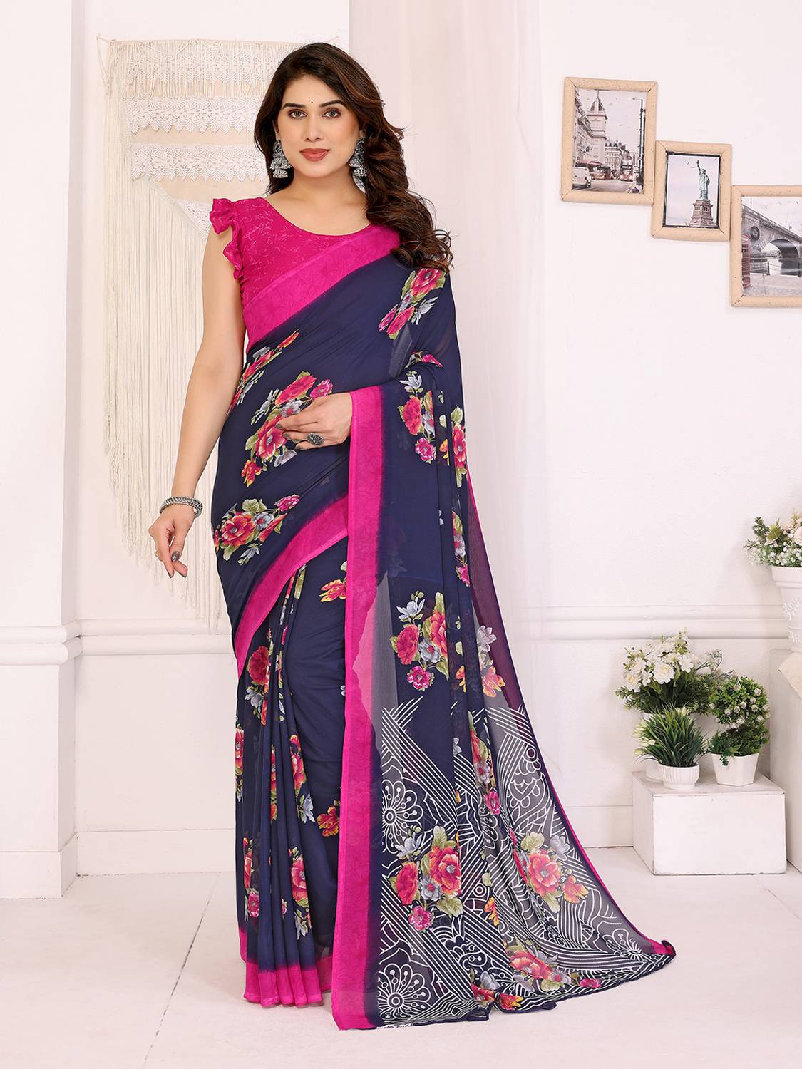 Anand Sarees Paisley, Floral Print Daily Wear Georgette Saree
