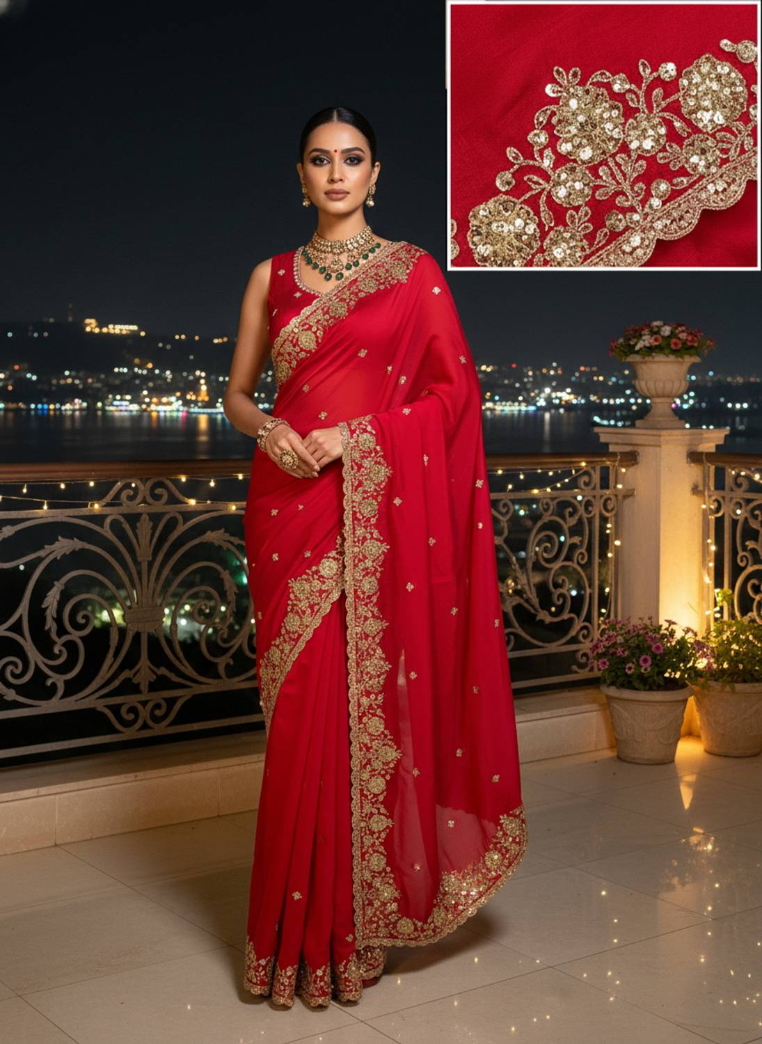 Sariya Embroidered Silk Blend Saree - Image 3