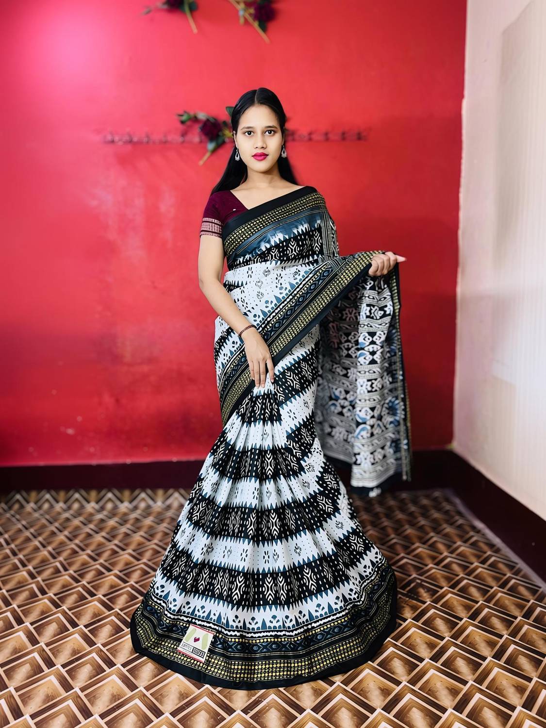 ARTFULTHREADS Printed, Graphic Print Sambalpuri Pure Cotton Saree