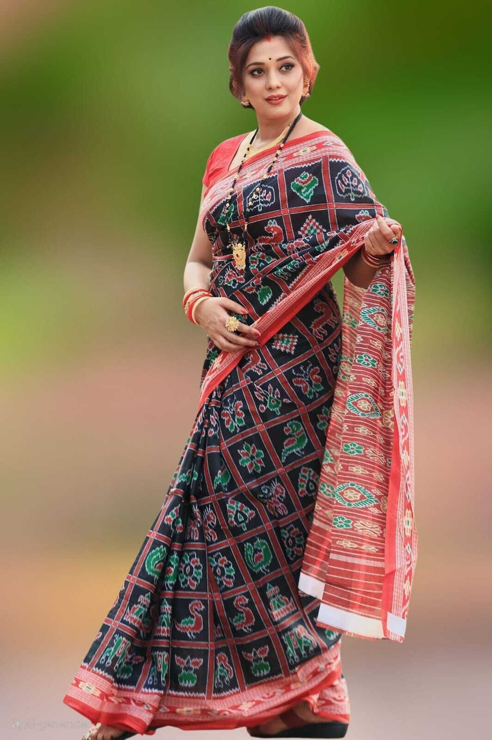 Image of kalyani nx Printed Sambalpuri Pure Cotton Saree