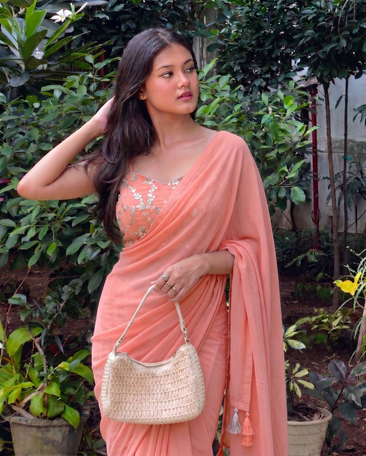 SHREEVALLY Embellished Daily Wear Georgette Saree