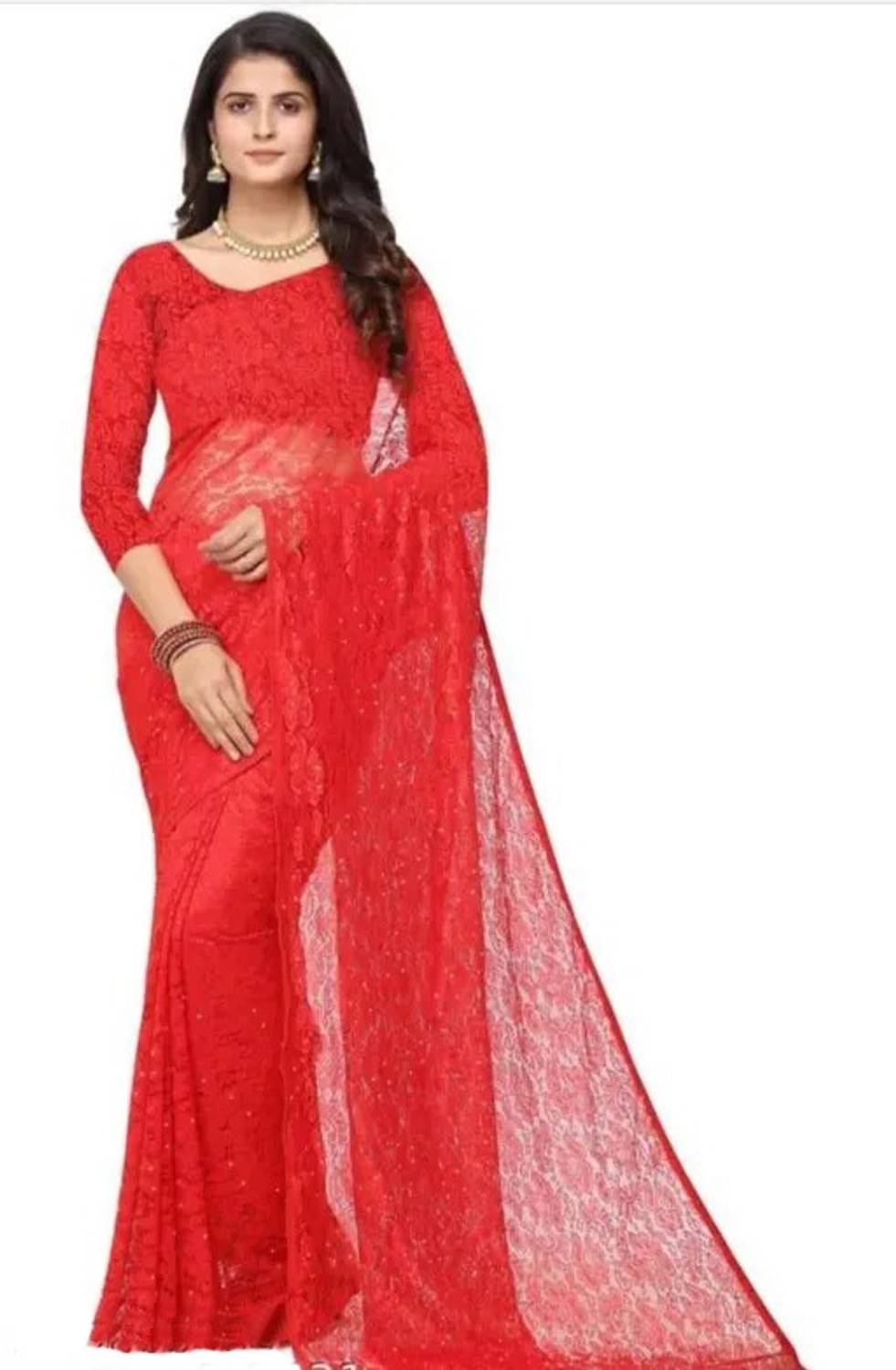 Vragi Dyed, Woven Bollywood Net Saree