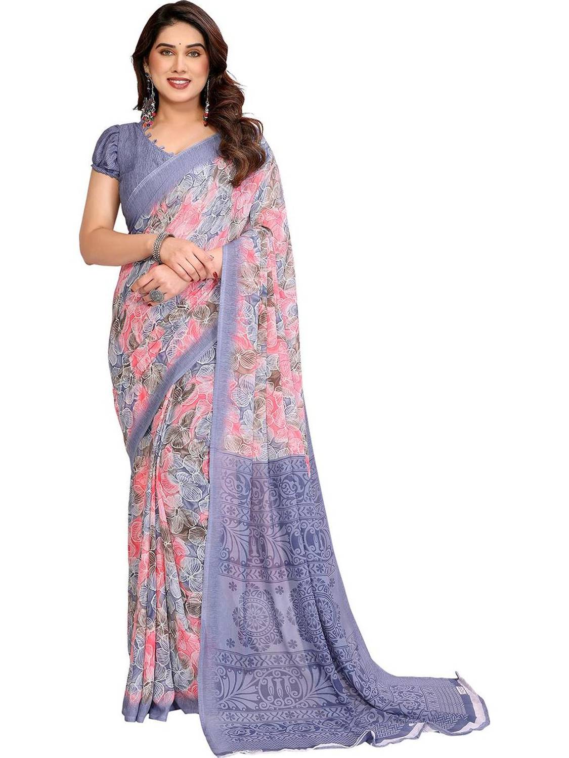 Anmi Floral Print Bollywood Georgette Saree