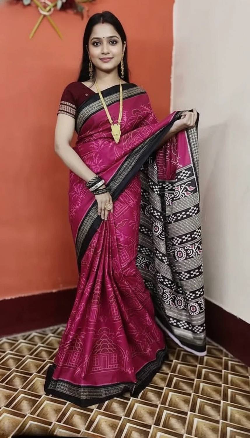 Amira sarees Printed Sambalpuri Pure Cotton Saree