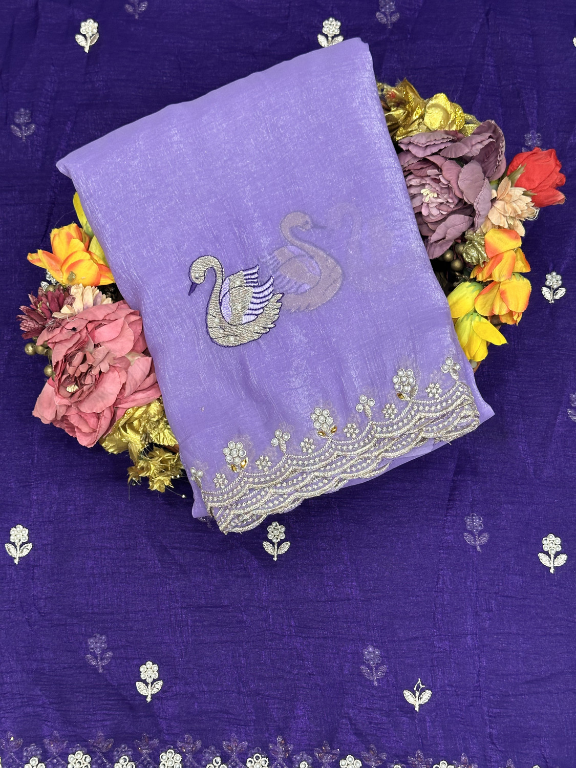 Image of STYLE BLOOM Embroidered Daily Wear Pure Silk Saree