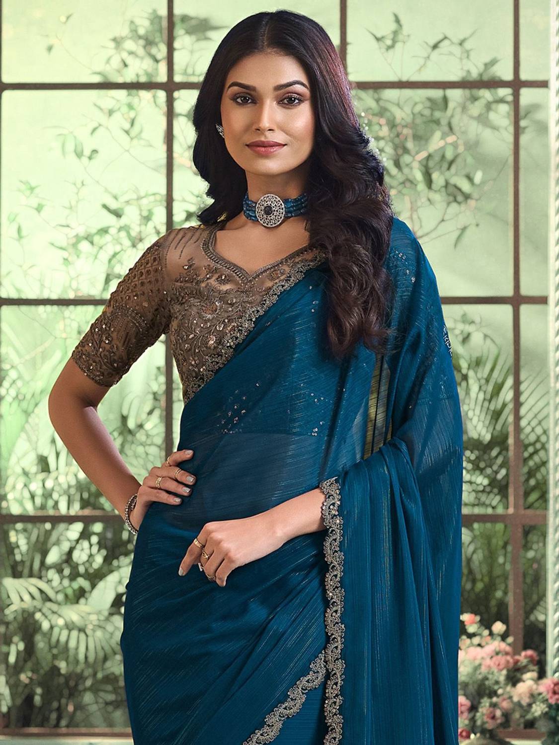 ANOUK Embellished Daily Wear Polyester Saree
