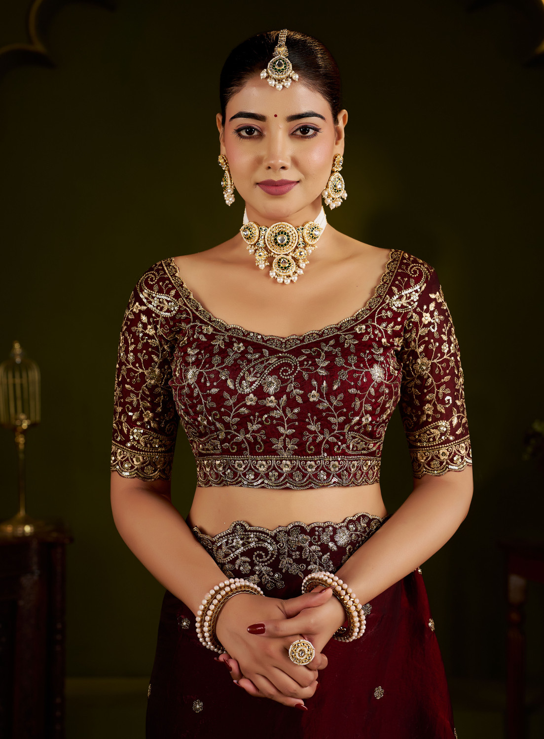 Image of QVIDYA Embroidered, Embellished Bollywood Jimmy Jimmy, Organza Saree