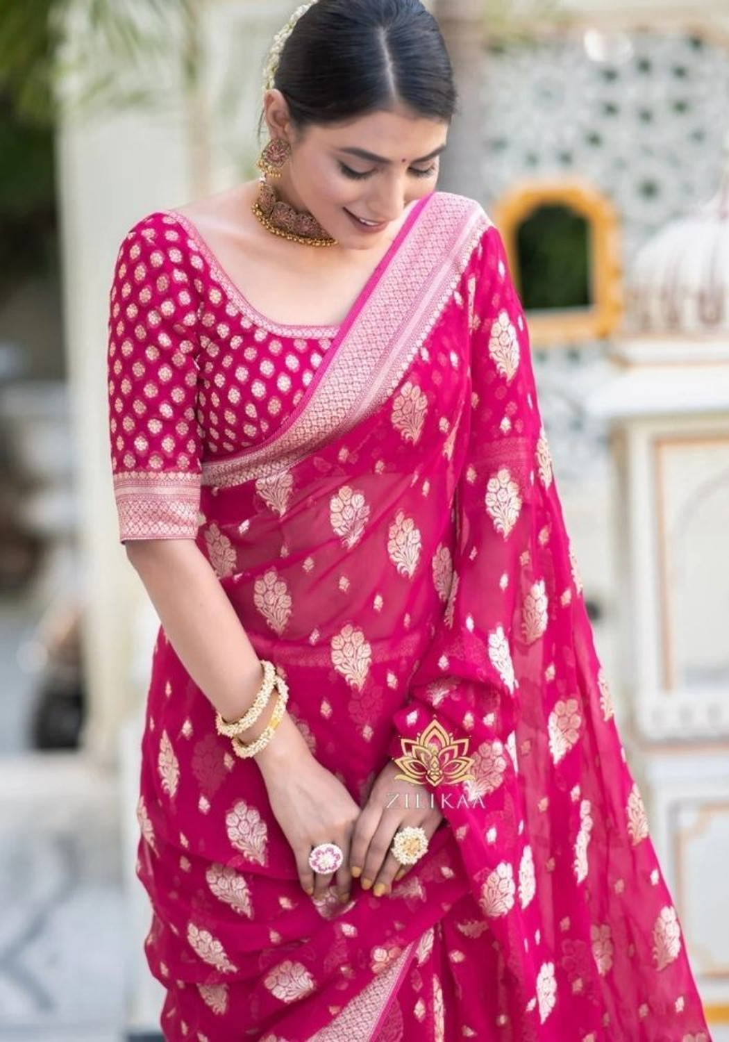 Image of Neel Fashion Printed Banarasi Art Silk Saree