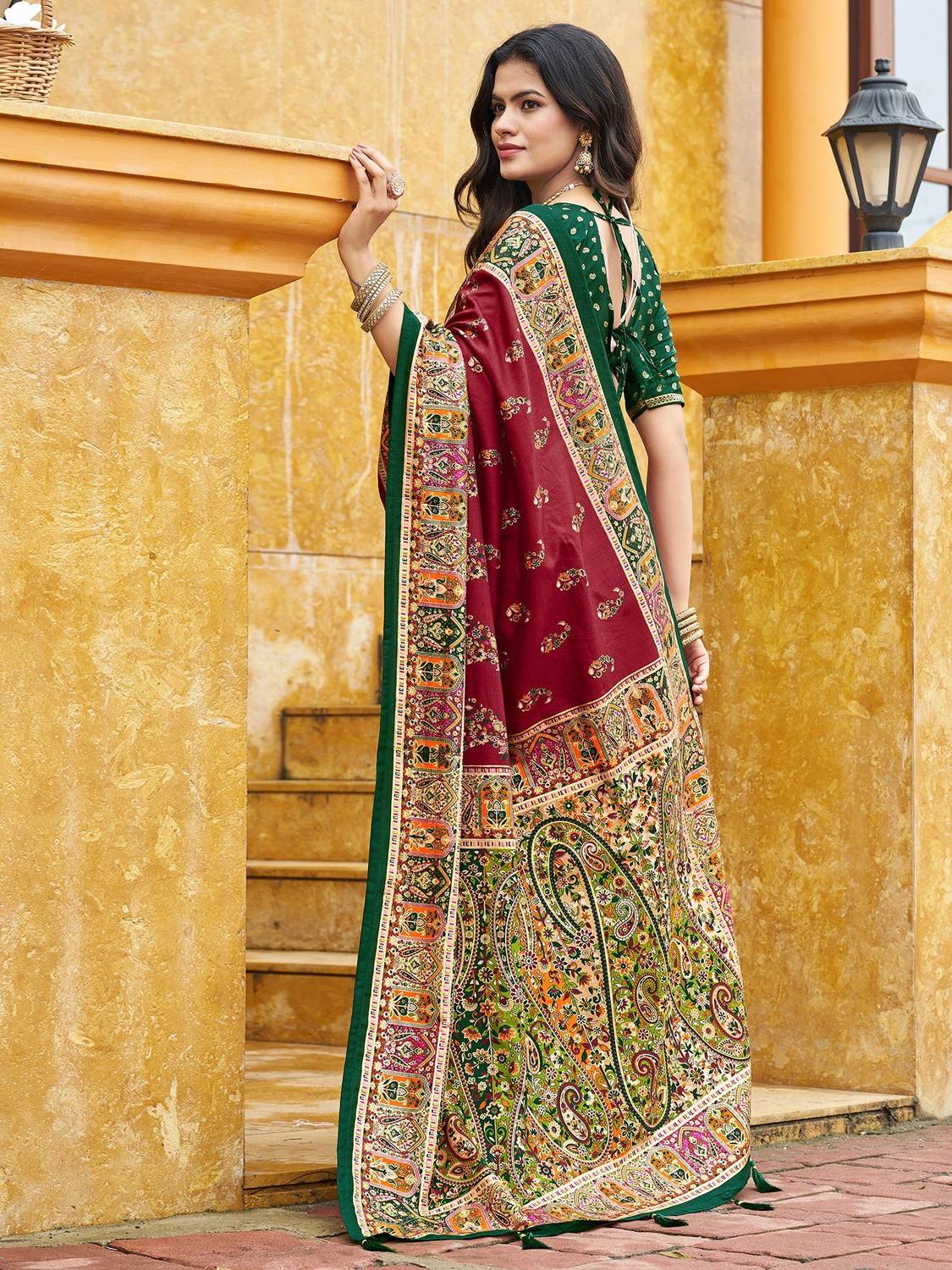 Tasrika Red Patola Tussar Silk Saree - Image 3
