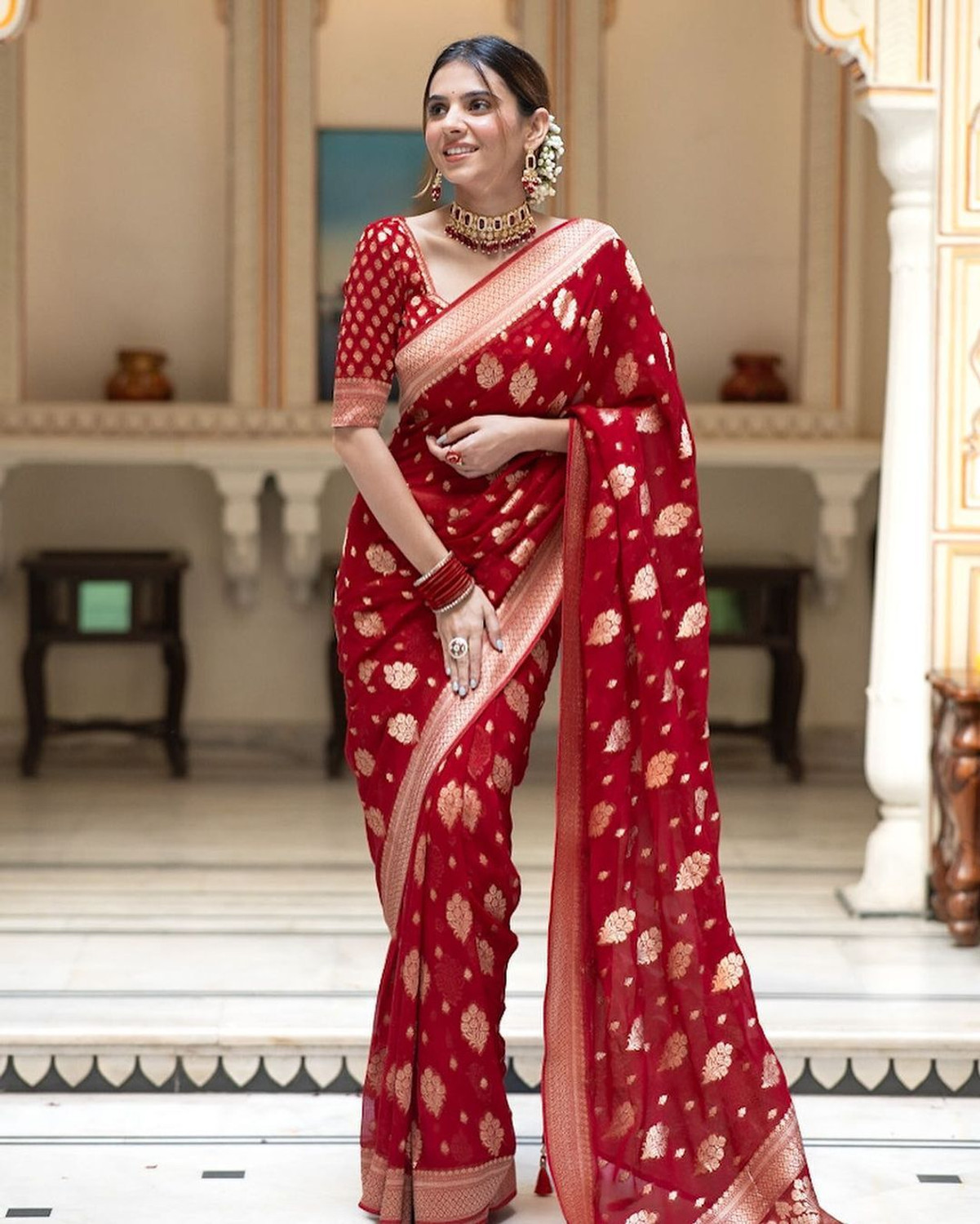Image of Kanjivaram Woven Banarasi Pure Silk, Jacquard Saree (Multicolor)