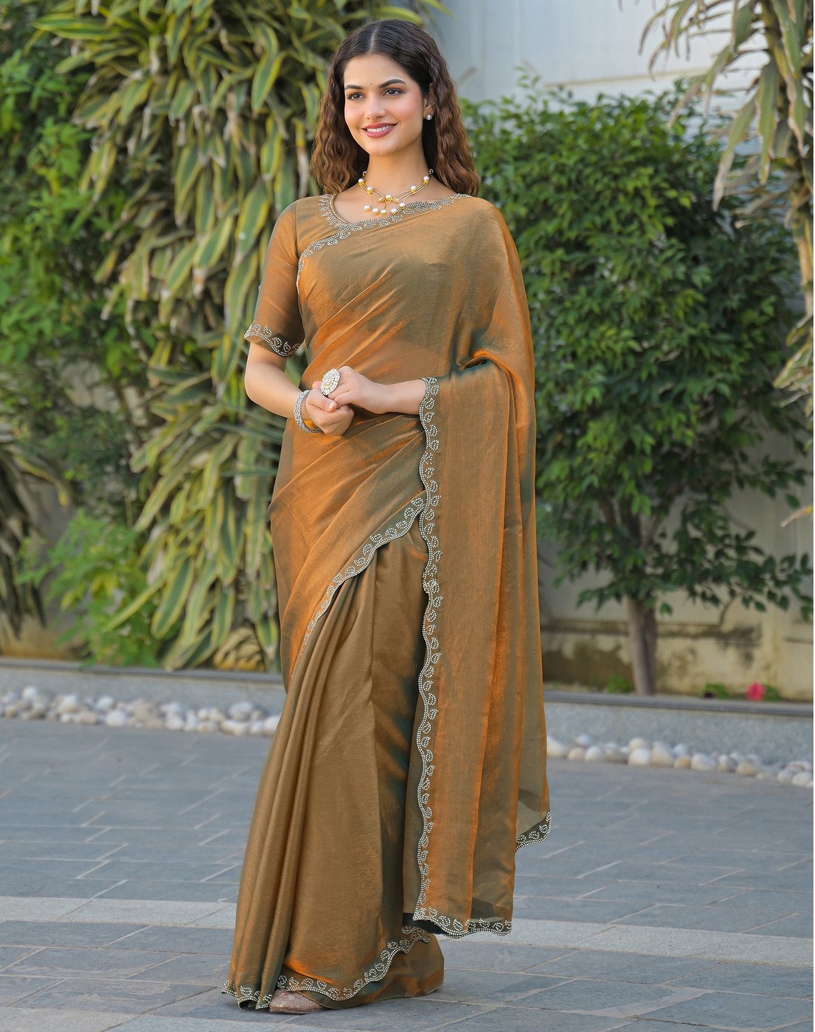 Image of Tasrika Embellished, Self Design Bollywood Chiffon Saree