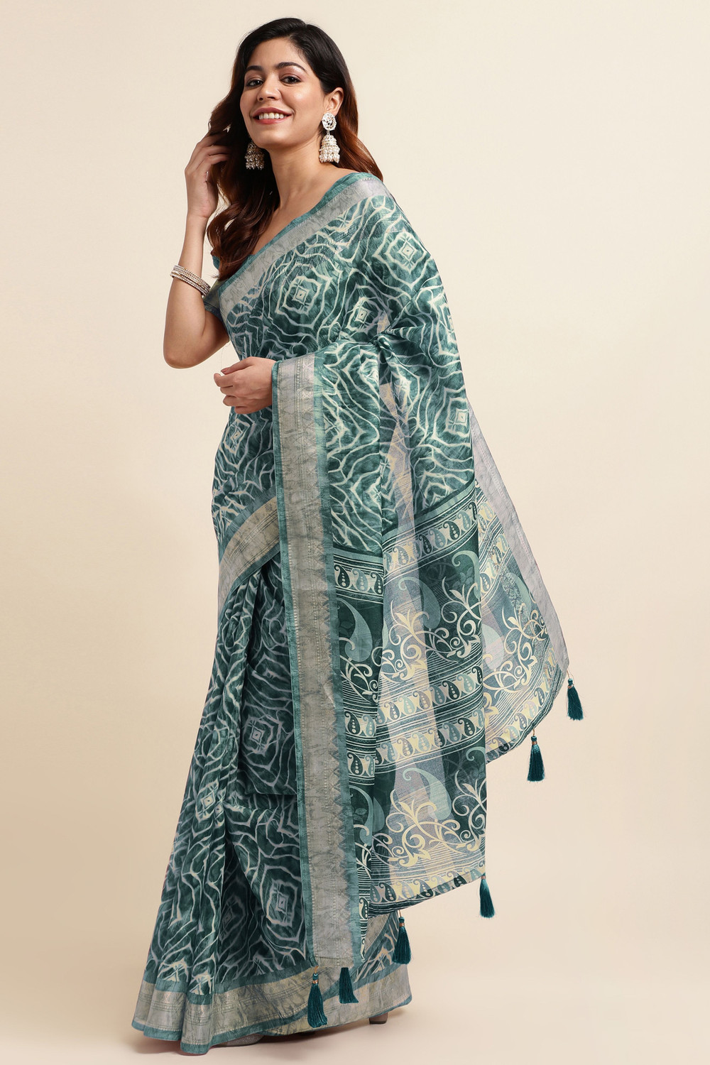 Image of MIRCHI FASHION Printed Bollywood Cotton Blend Saree