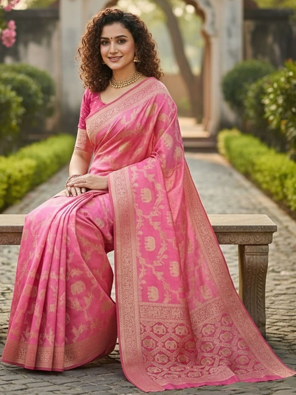 Image of Moda Rapido Woven Banarasi Silk Blend Saree
