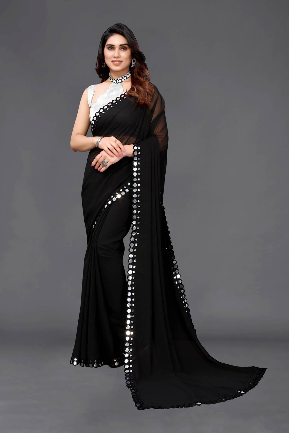 Bloriza Embroidered Paithani Georgette, Chiffon Saree