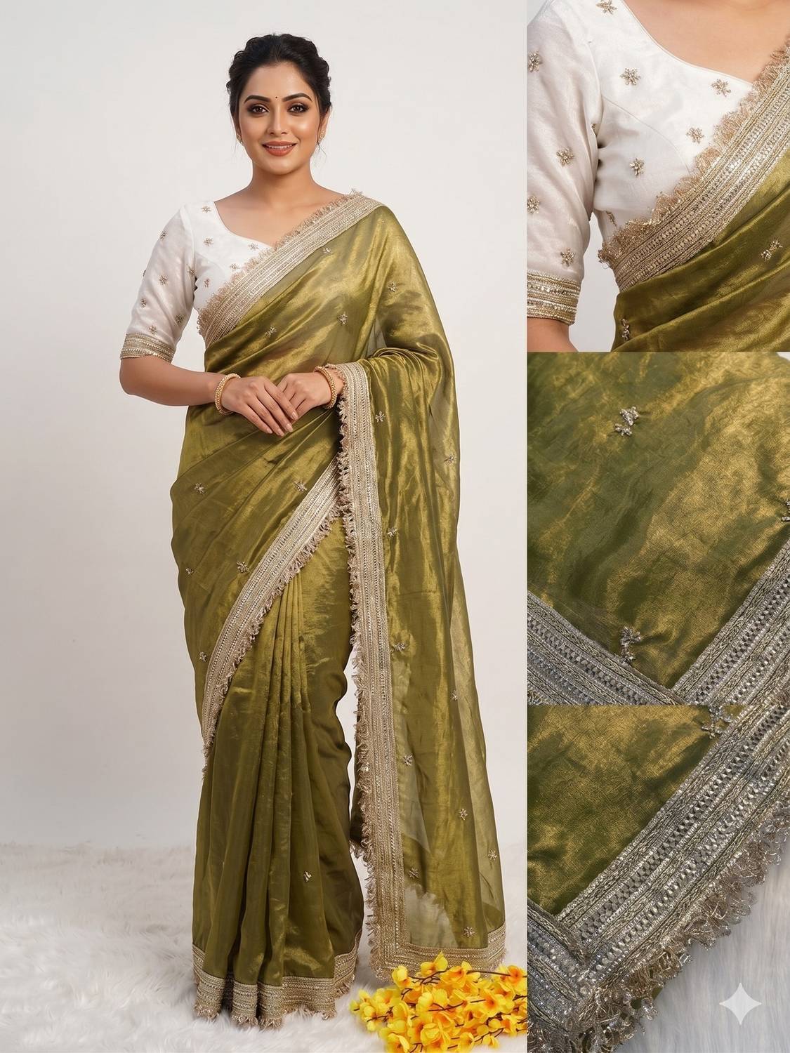 BOUNCER Embroidered Daily Wear Pure Silk Saree