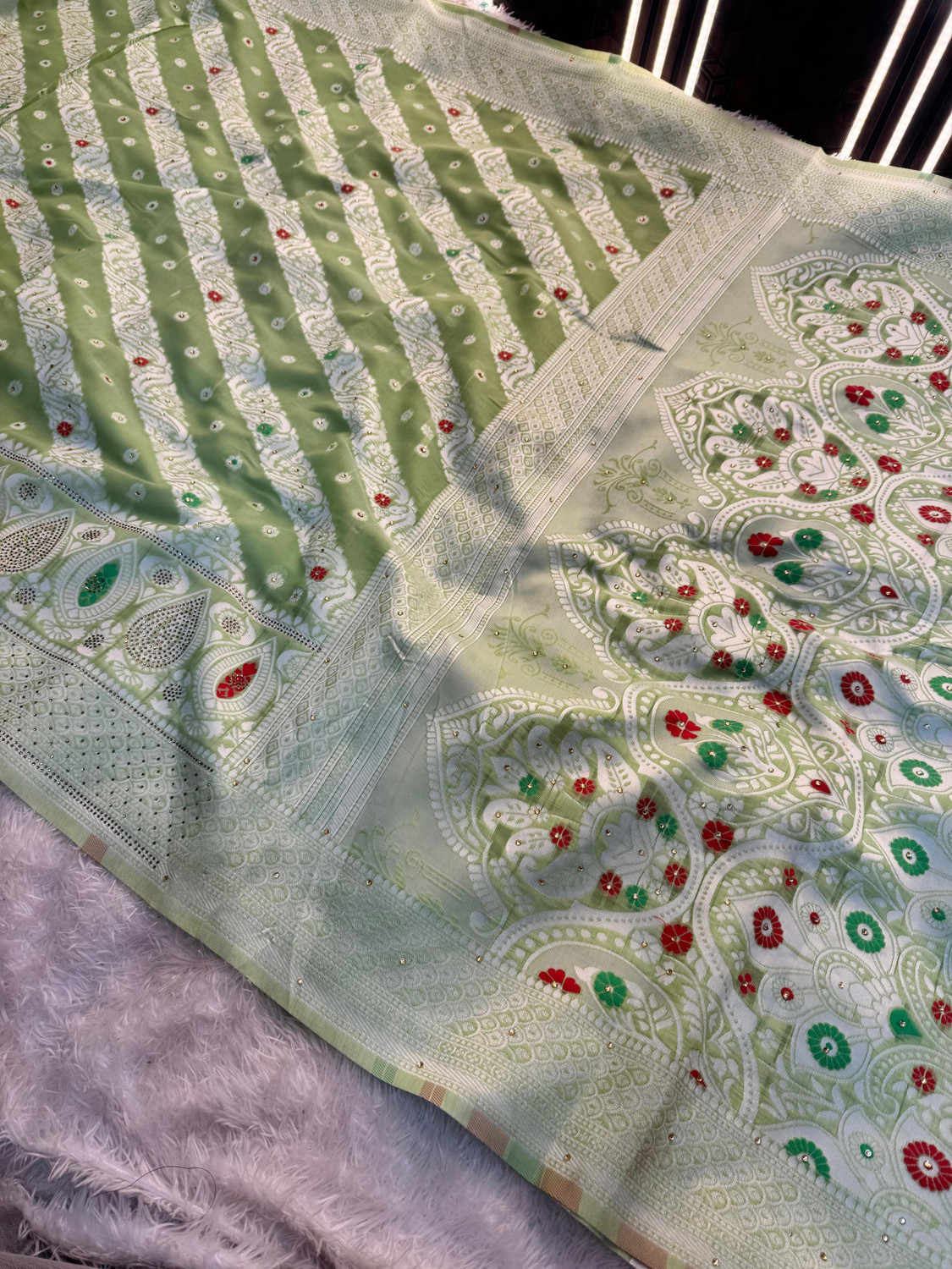 Image of Banaras silk palace Woven Banarasi Cotton Linen Saree
