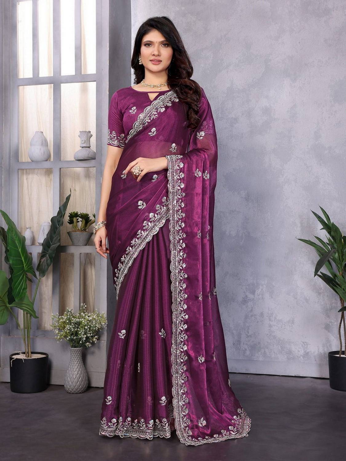 NEGRONI Embroidered Daily Wear Jimmy Jimmy Saree