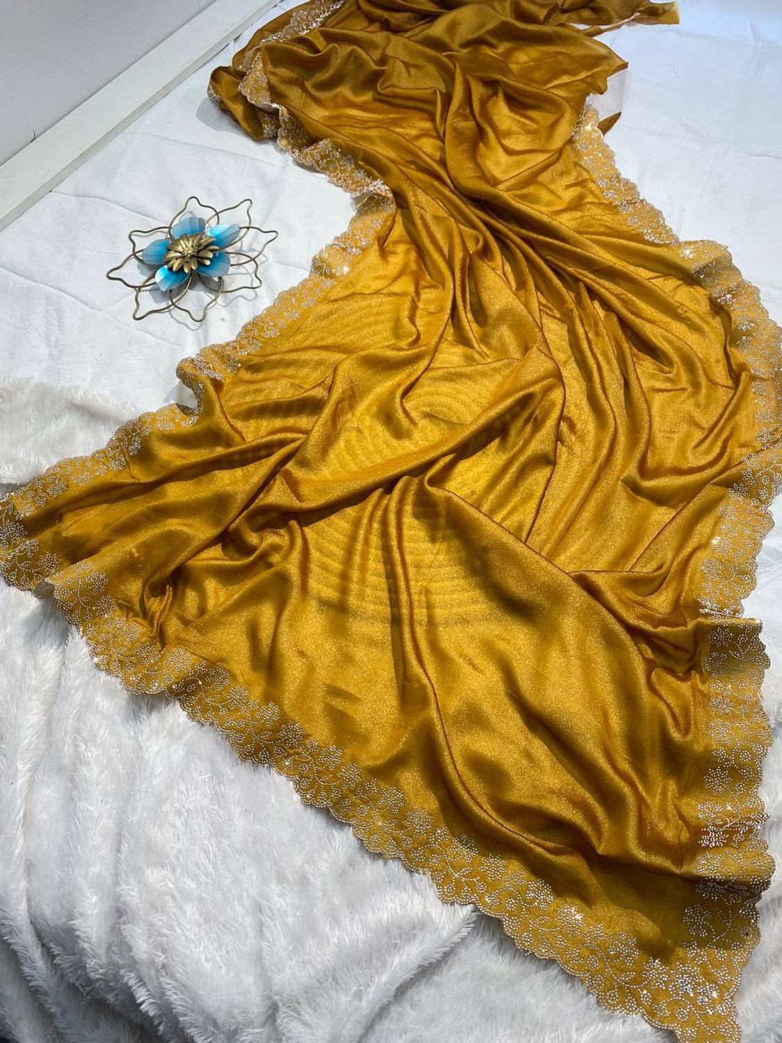 Image of BKTEXTILESS Embellished, Embroidered Bollywood Art Silk Saree