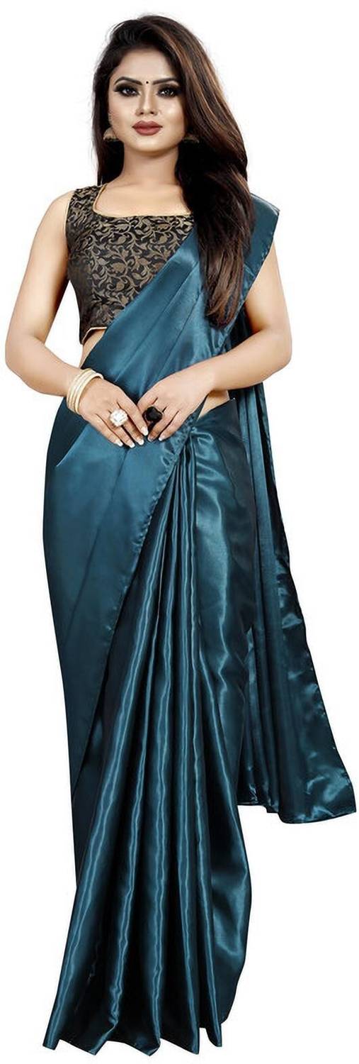 Amiga fashion Solid/Plain Bollywood Silk Blend Saree