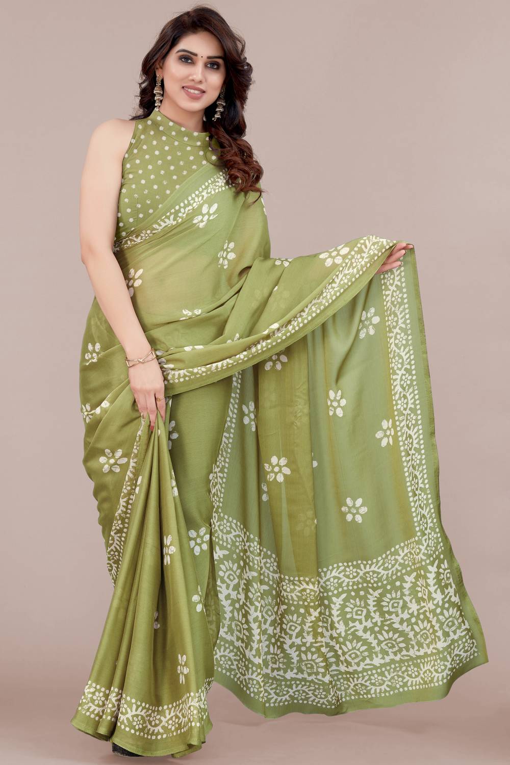 MIRCHI FASHION Printed, Blocked Printed Hand Batik Chiffon, Georg