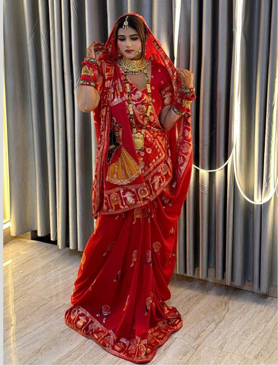 Image of Gajj Kesari World Embroidered Banarasi Chanderi Saree
