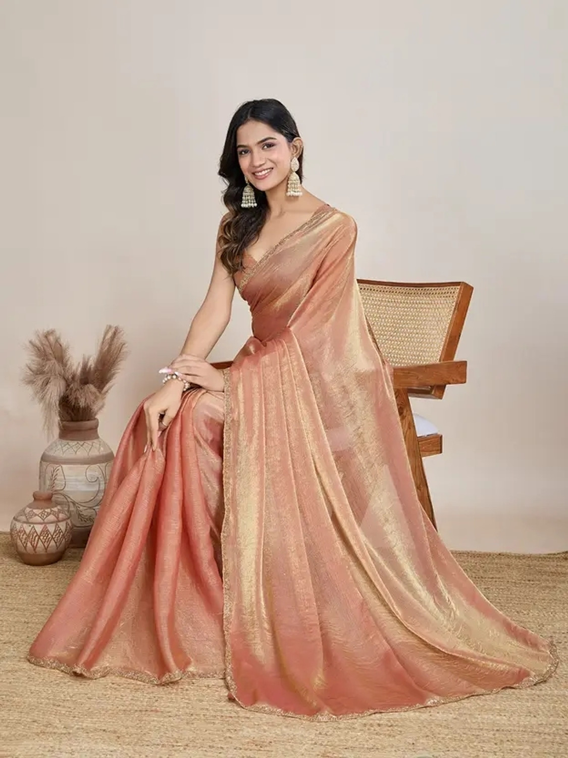 Image of Drapevilla Solid /Plain Bollywood Silk Blend Saree