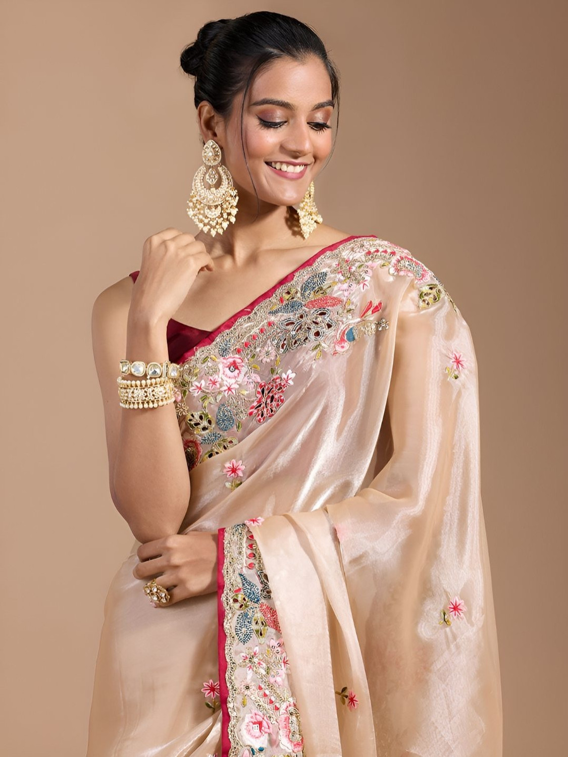 sareya veela Embroidered Bollywood Organza Saree