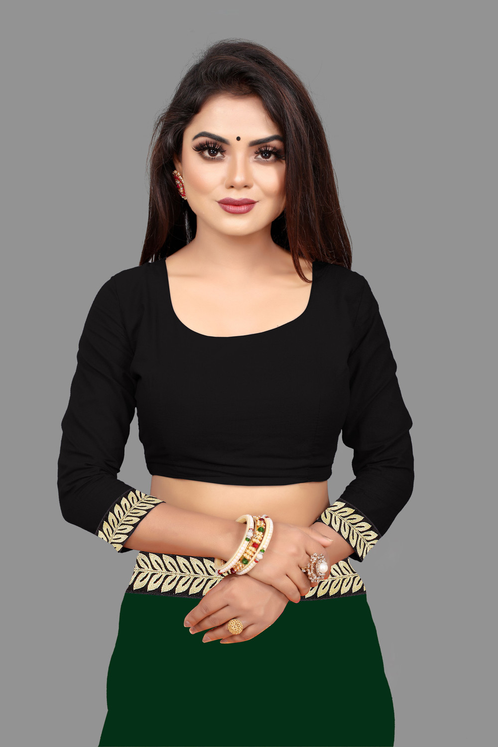 Image of Jevlan Solid /Plain Bollywood Georgette Saree