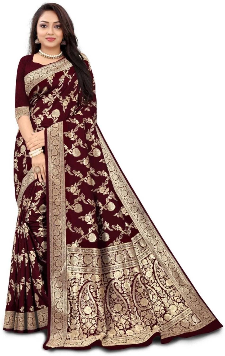 AVDOM Woven Kanjivaram Pure Silk, Art Silk Saree