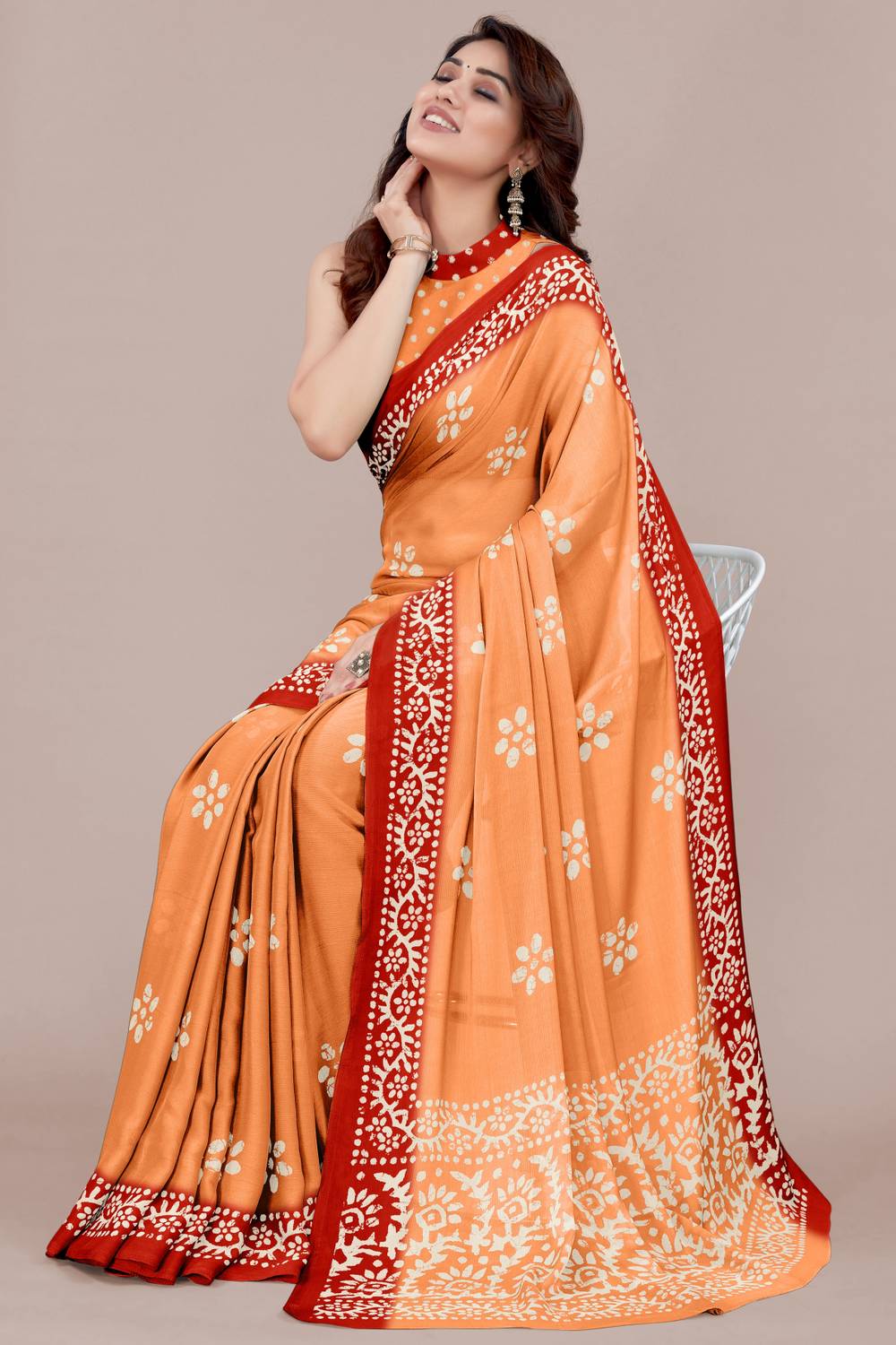 MIRCHI FASHION Printed, Blocked Printed Hand Batik Chiffon, Georg