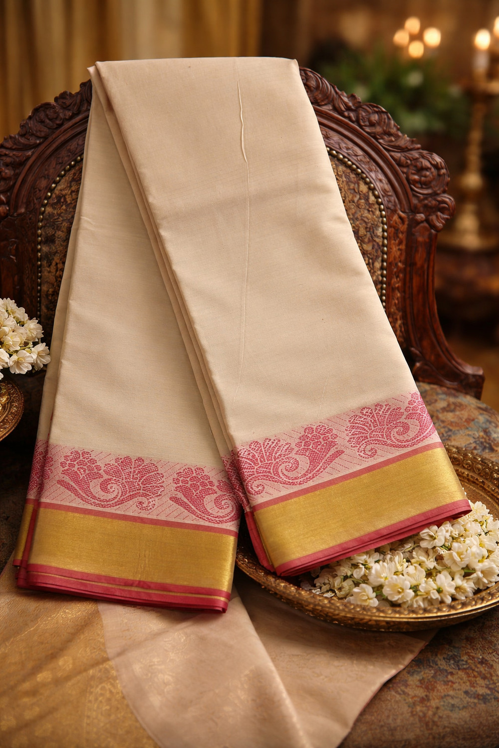 Image of Shandhar Printed Daily Wear Cotton Blend Saree