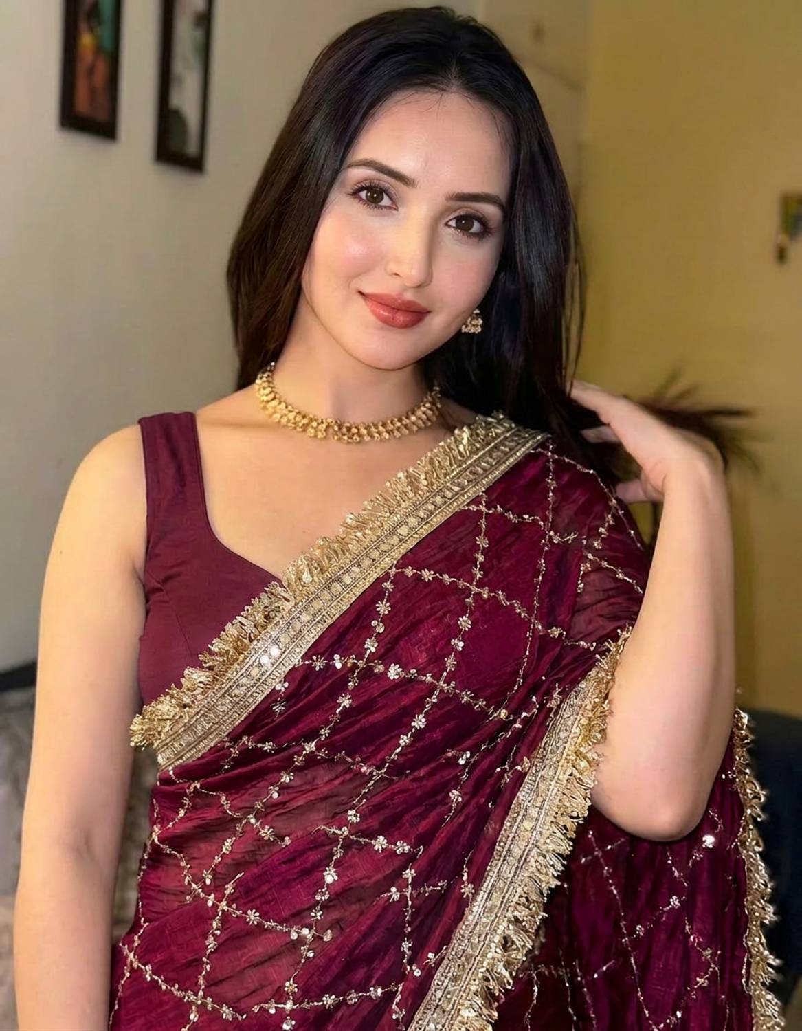 mayrasstore Printed, Self Design, Embellished, Embroidered Bollywood Pure Silk Saree