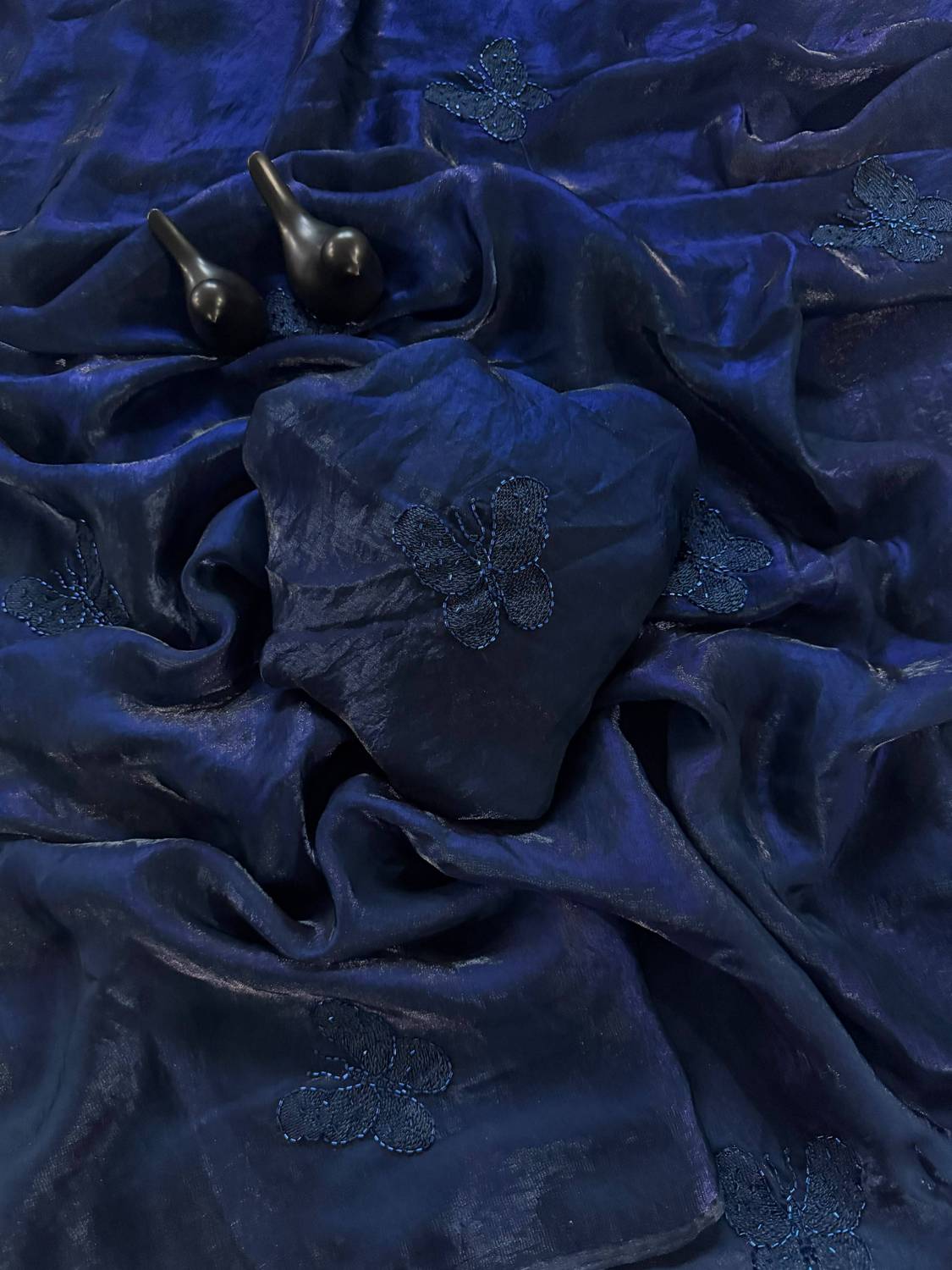 sadika Embroidered Bollywood Satin Silk Blend Saree - Image 3